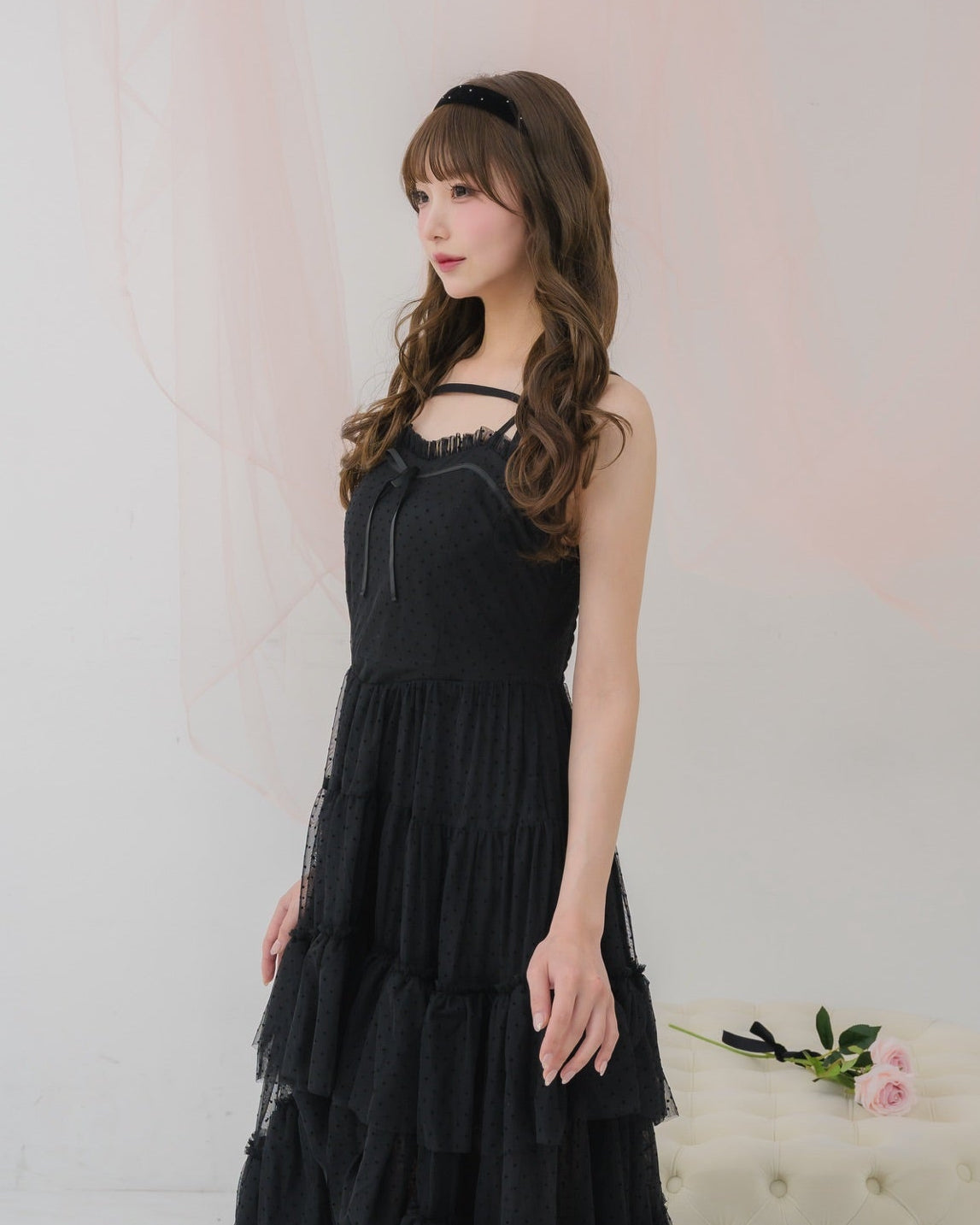 【 予約商品 】dot tulle tiered dress