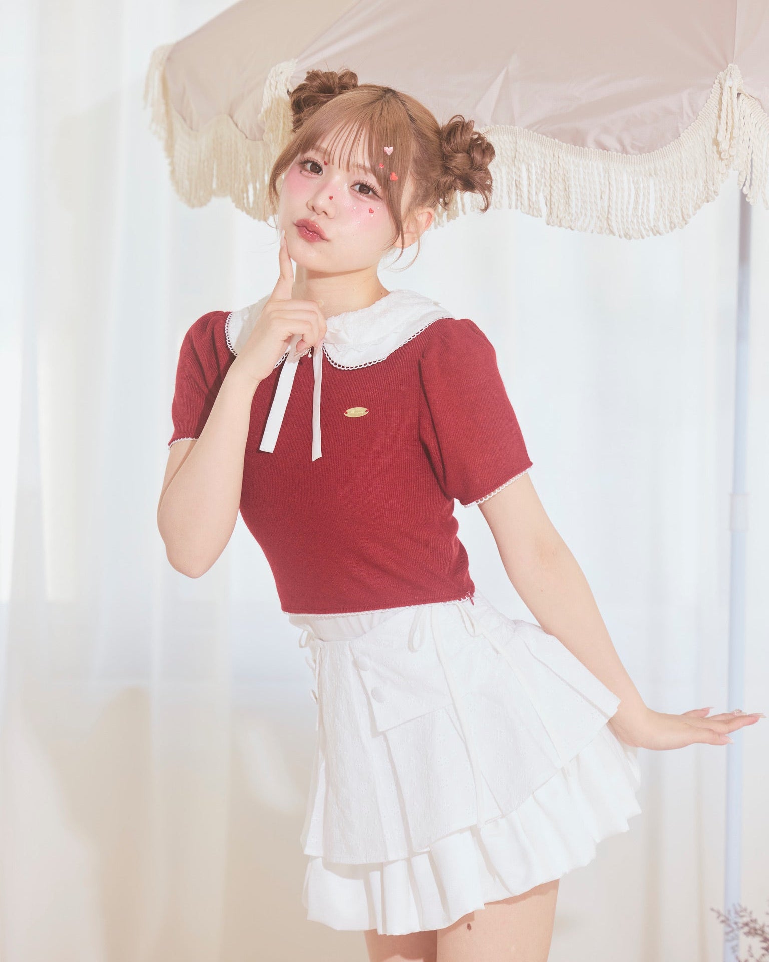 marine round collar knit tops