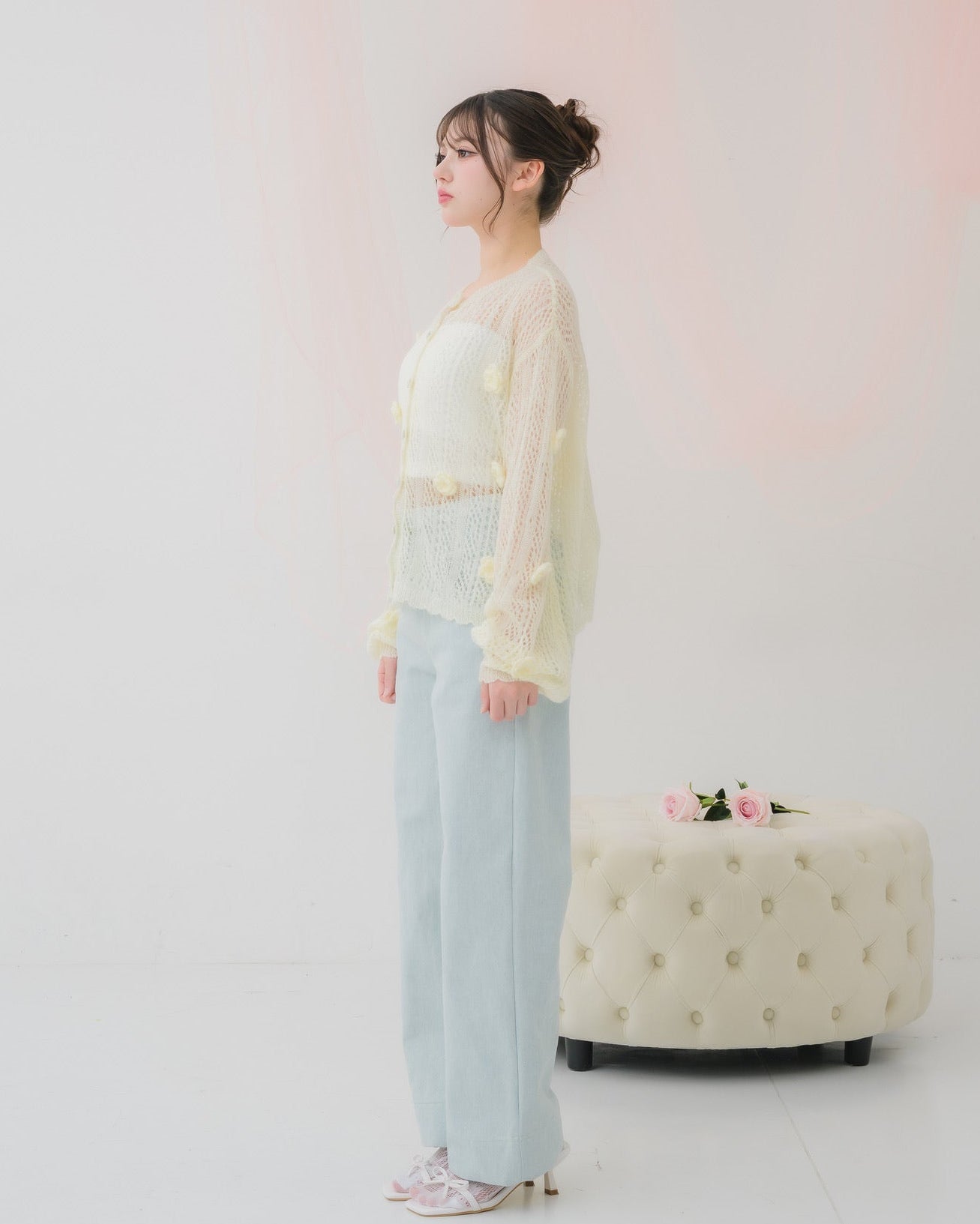 flower knit cardigan