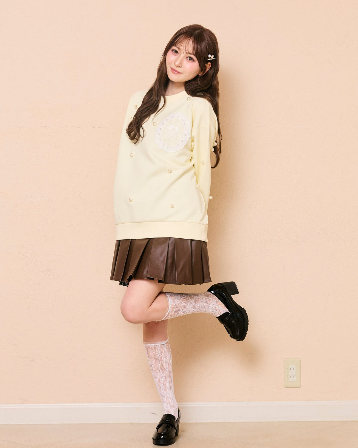 leather pleats mini onepiece