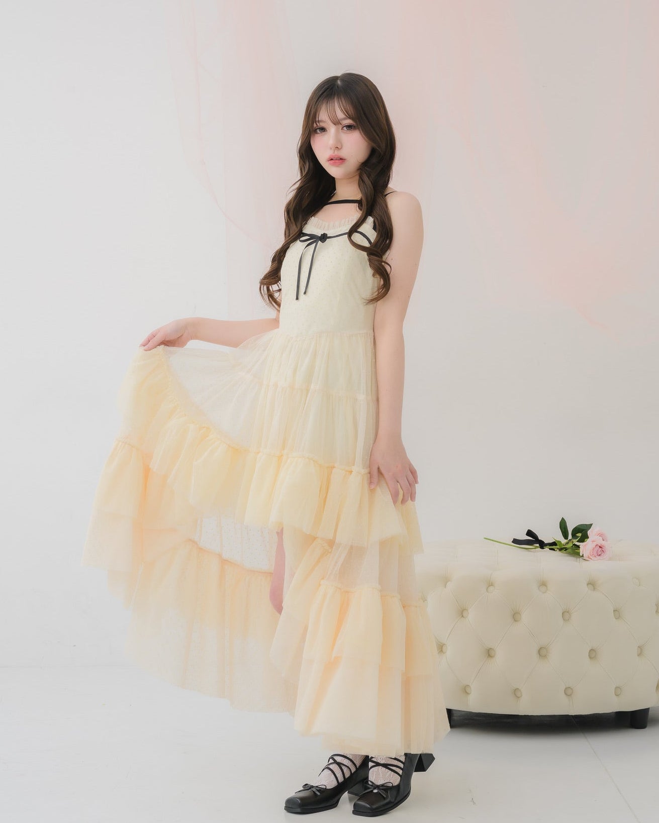 【 予約商品 】dot tulle tiered dress