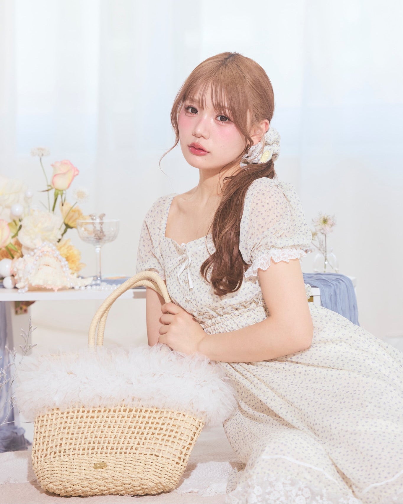 tulle straw bag