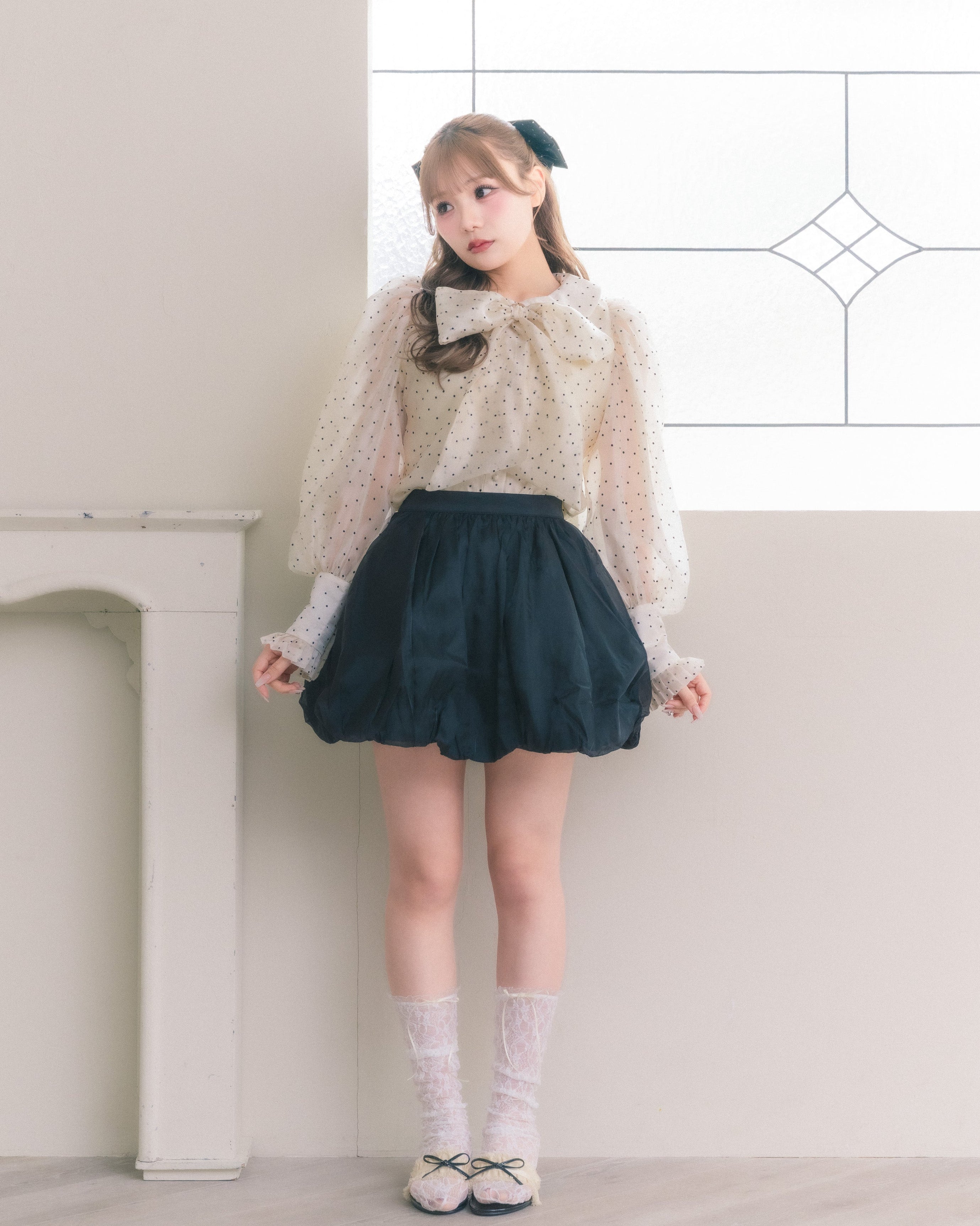 sheer chiffon ribbon blouse