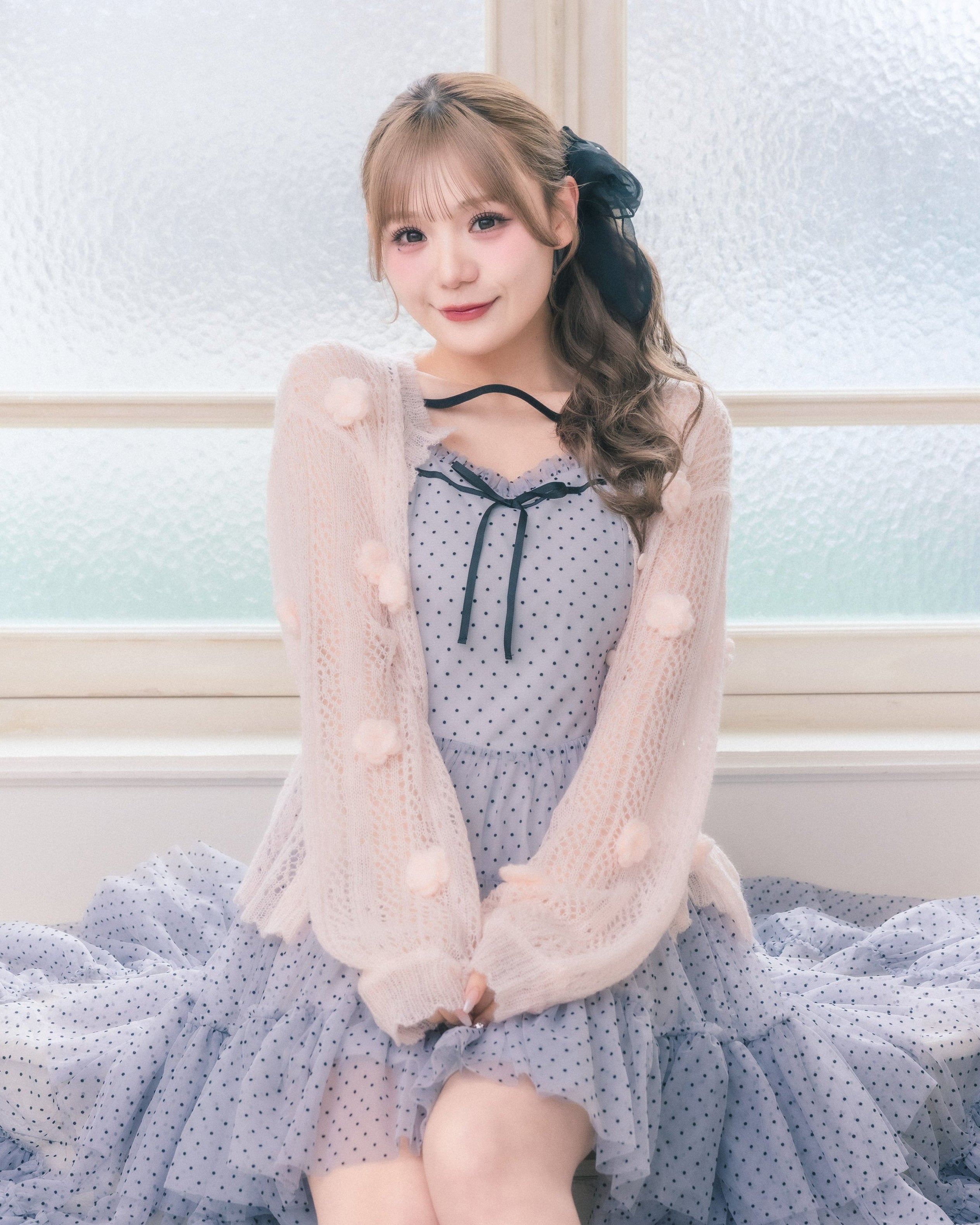 flower knit cardigan