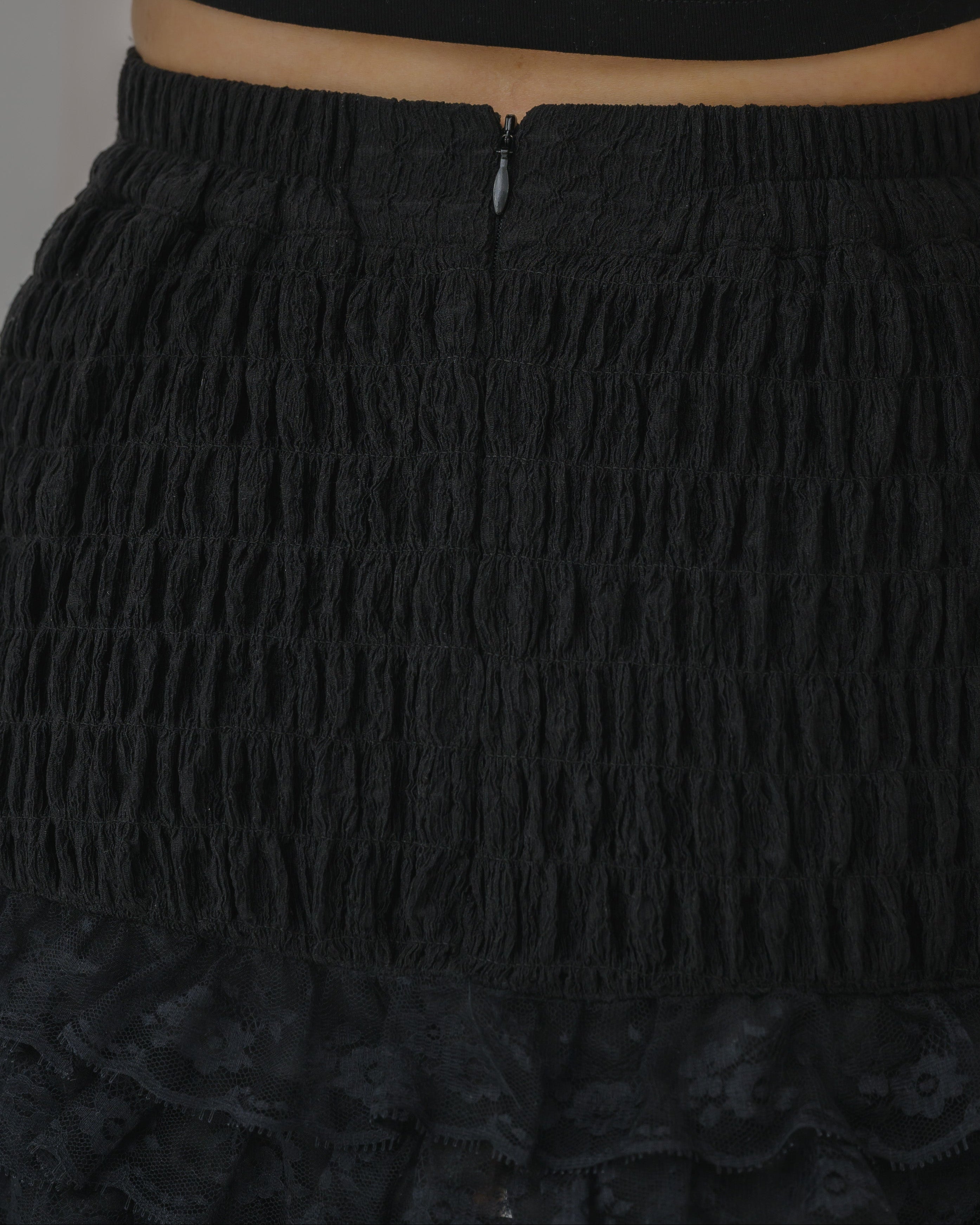tiered shirred skirt pants