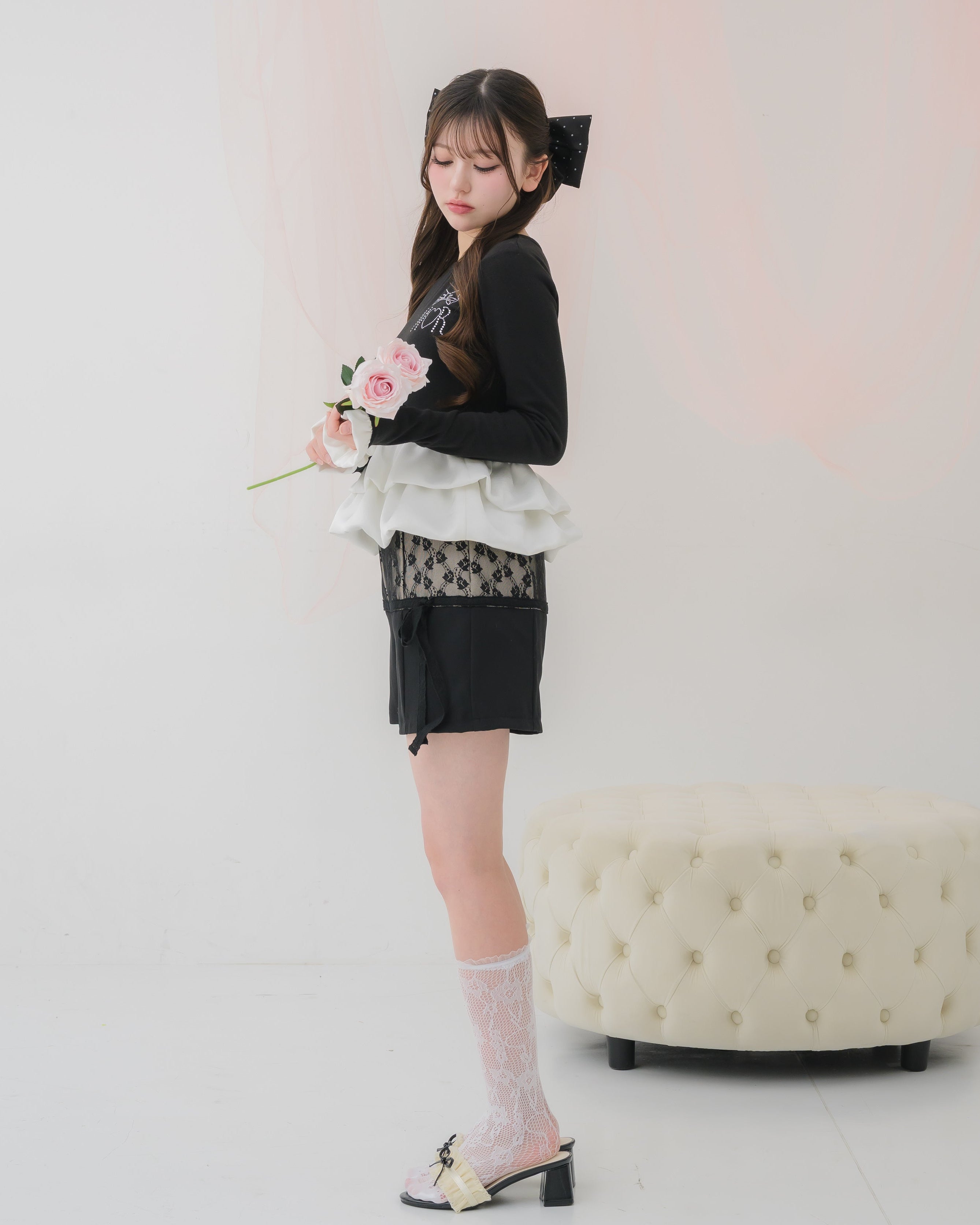 cream peplum long tshirt