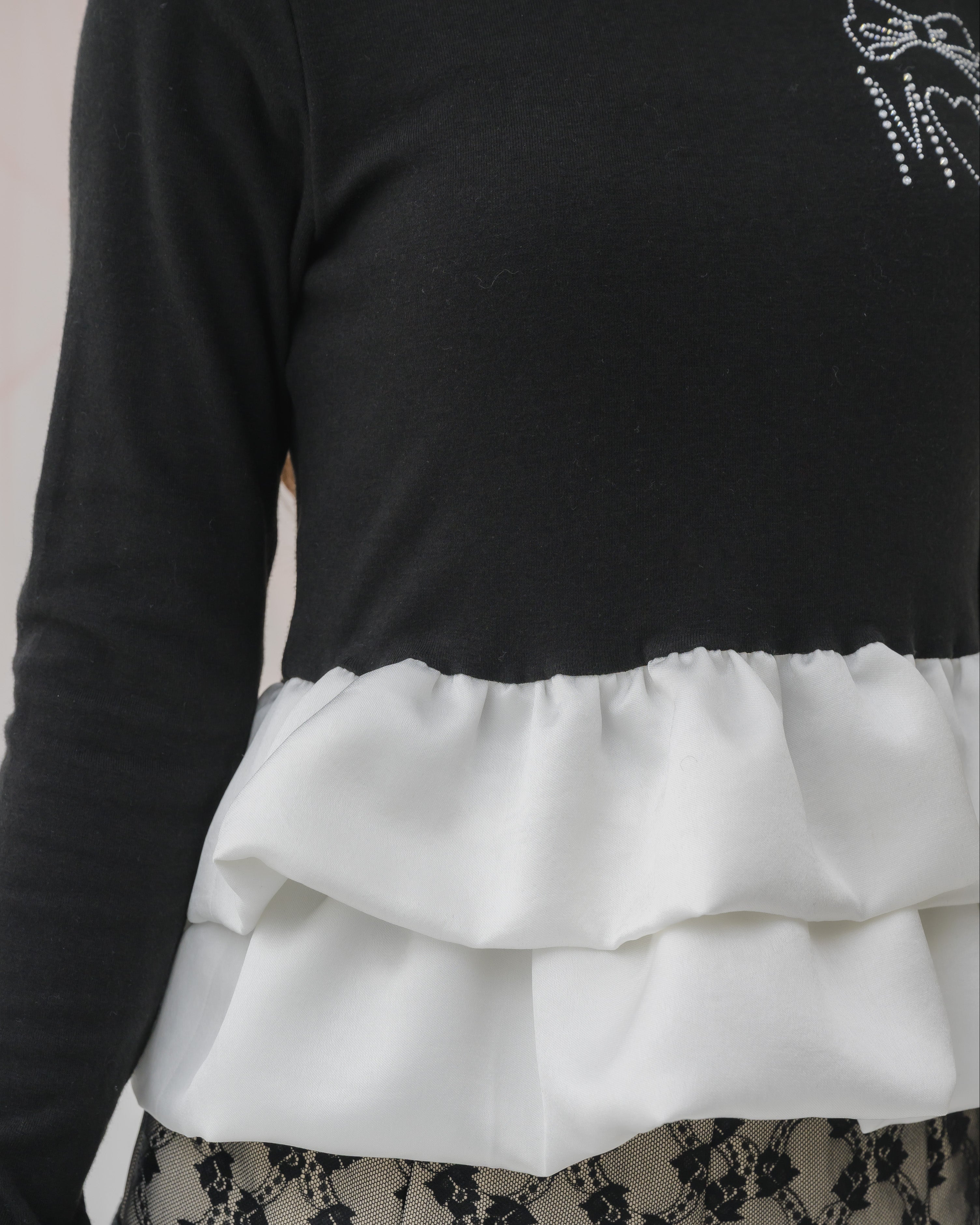 cream peplum long tshirt