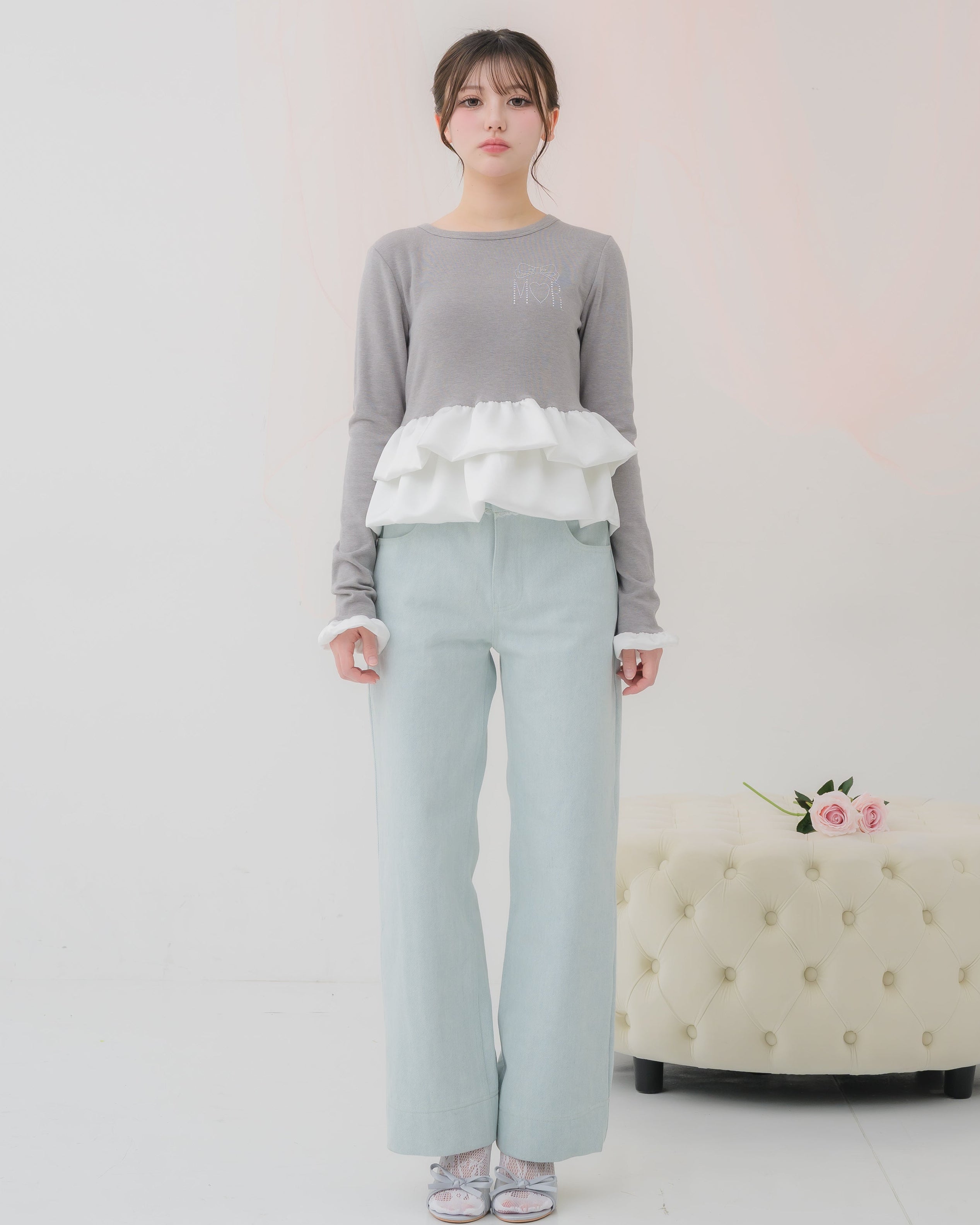 cream peplum long tshirt