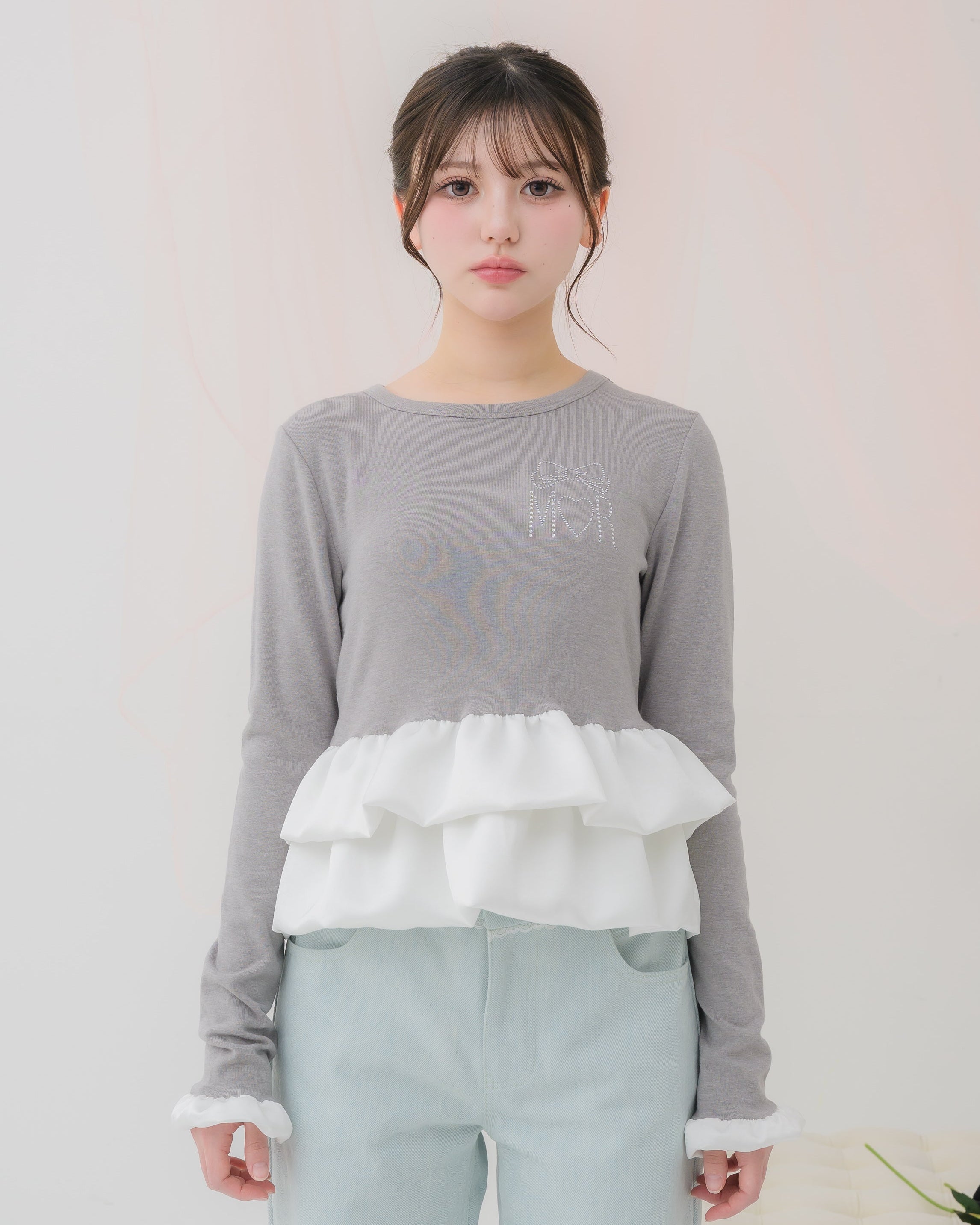 cream peplum long tshirt
