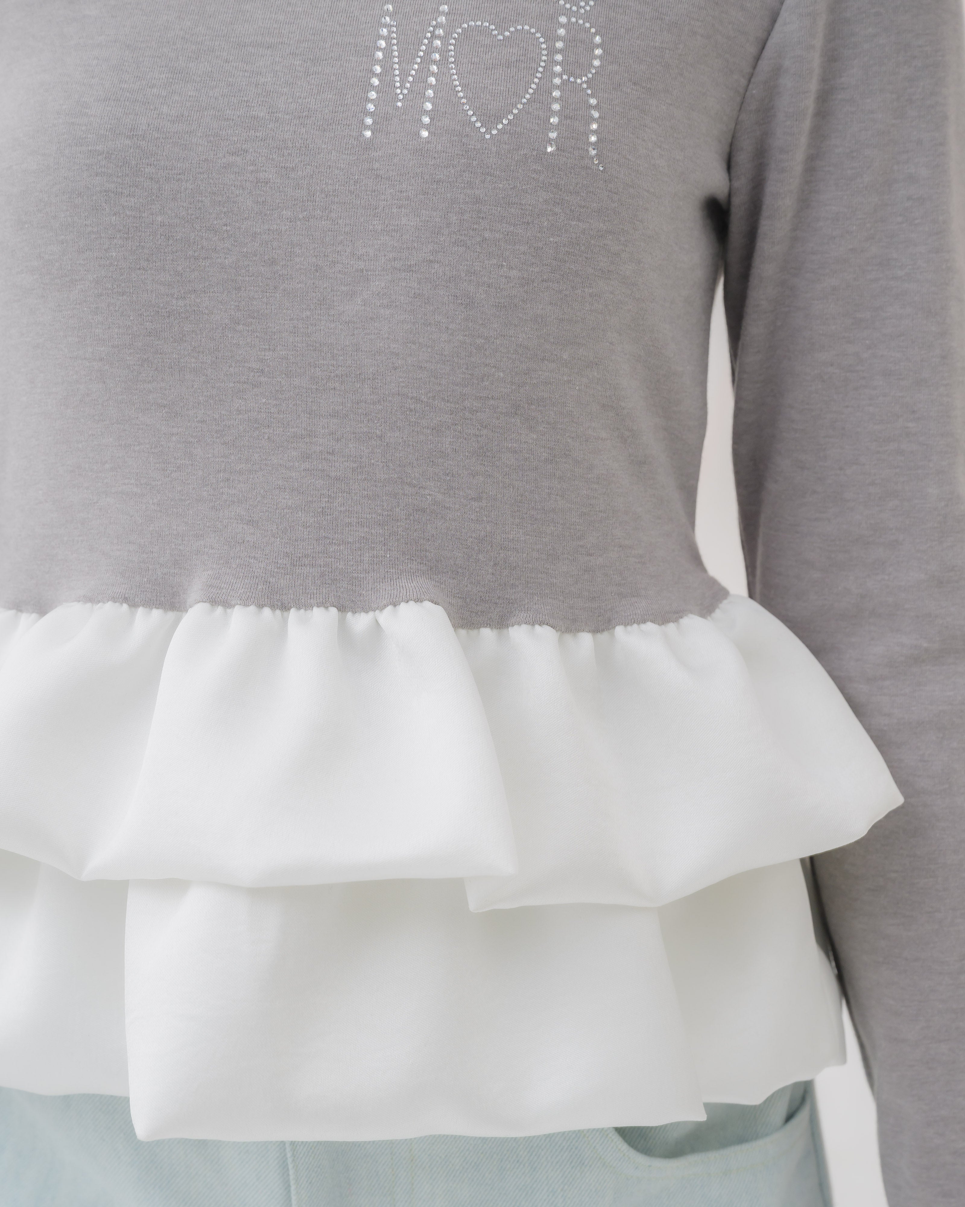 cream peplum long tshirt