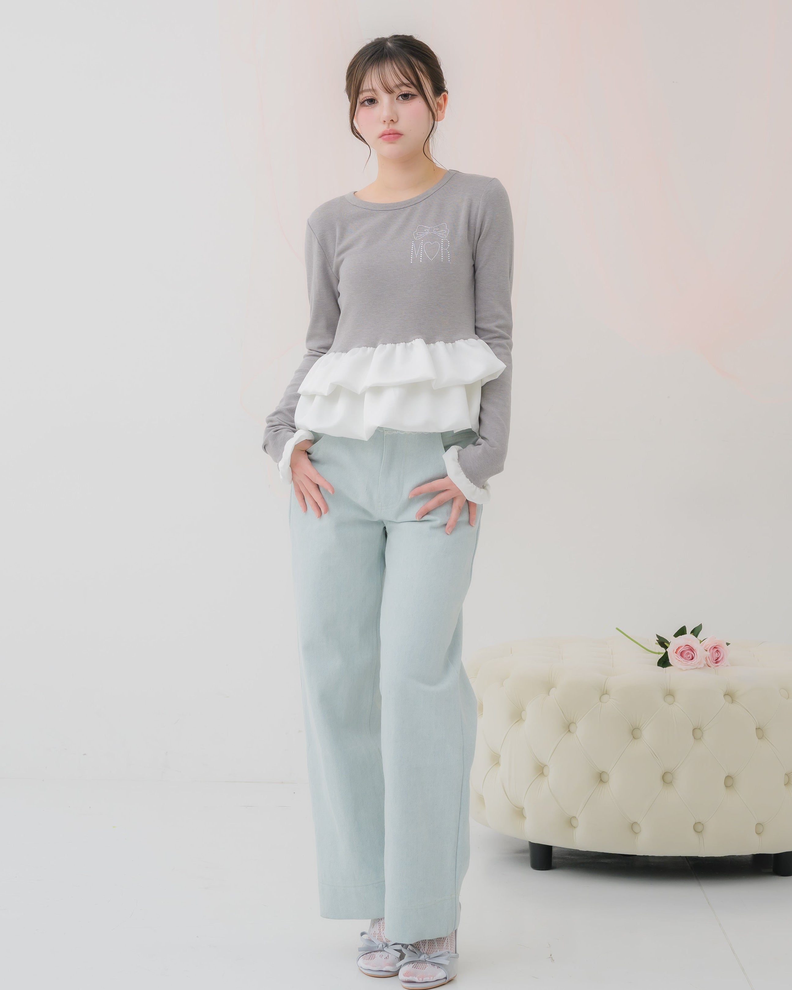 cream peplum long tshirt
