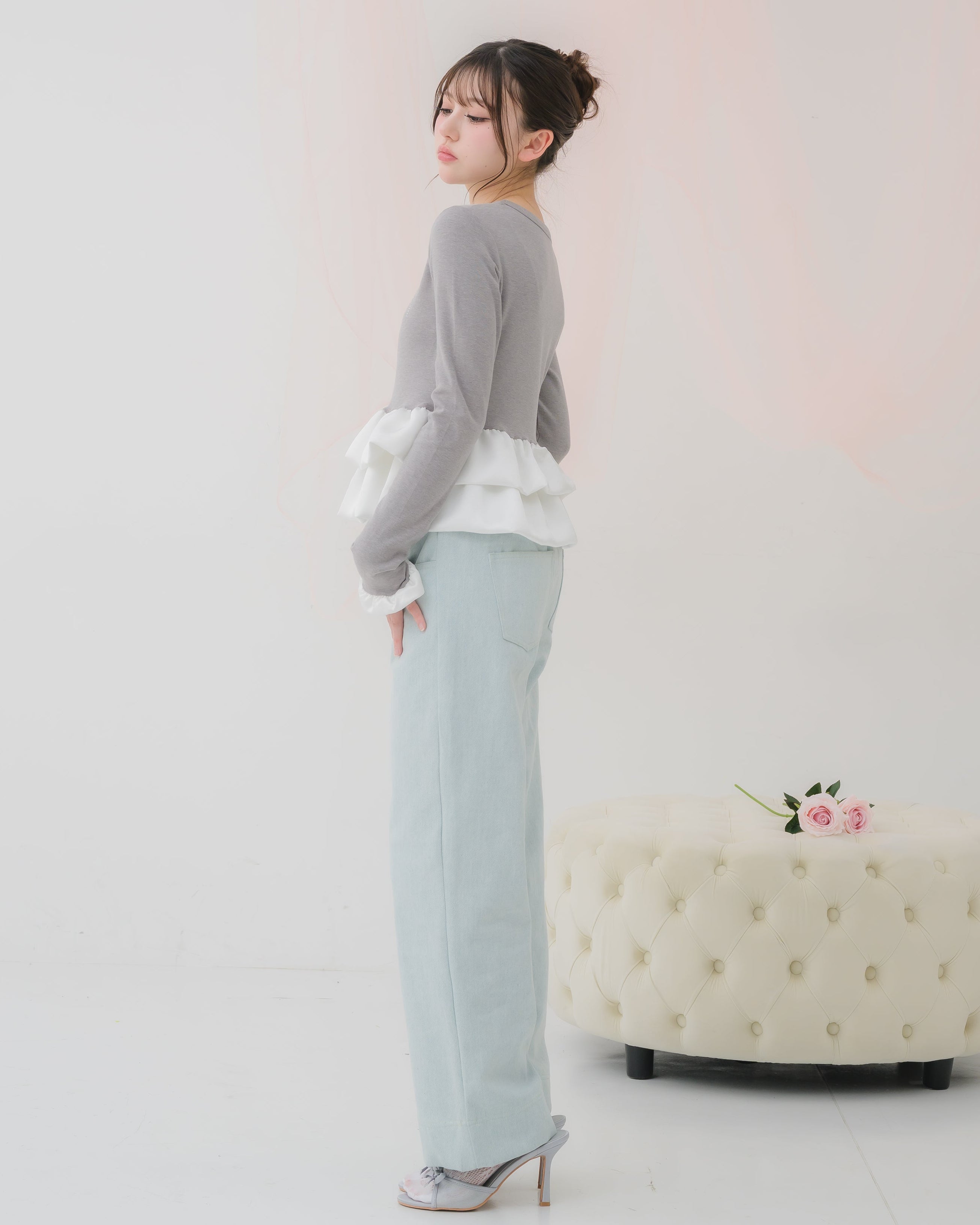 cream peplum long tshirt