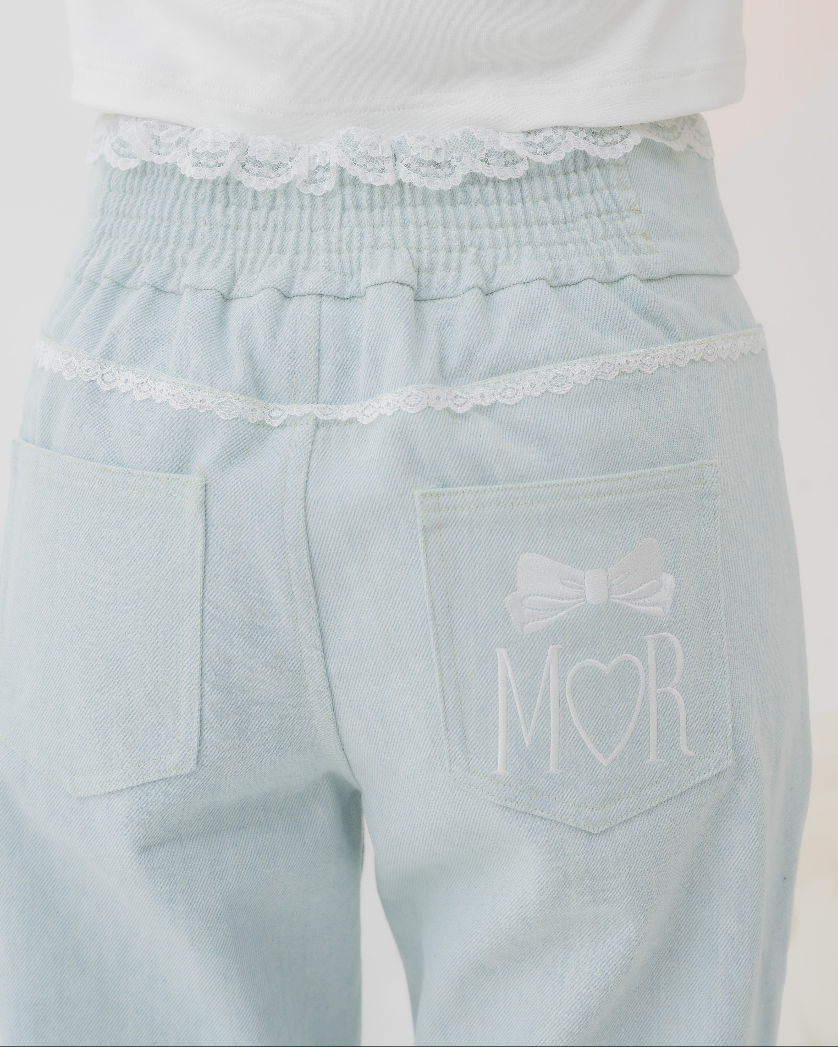 lace denim pants
