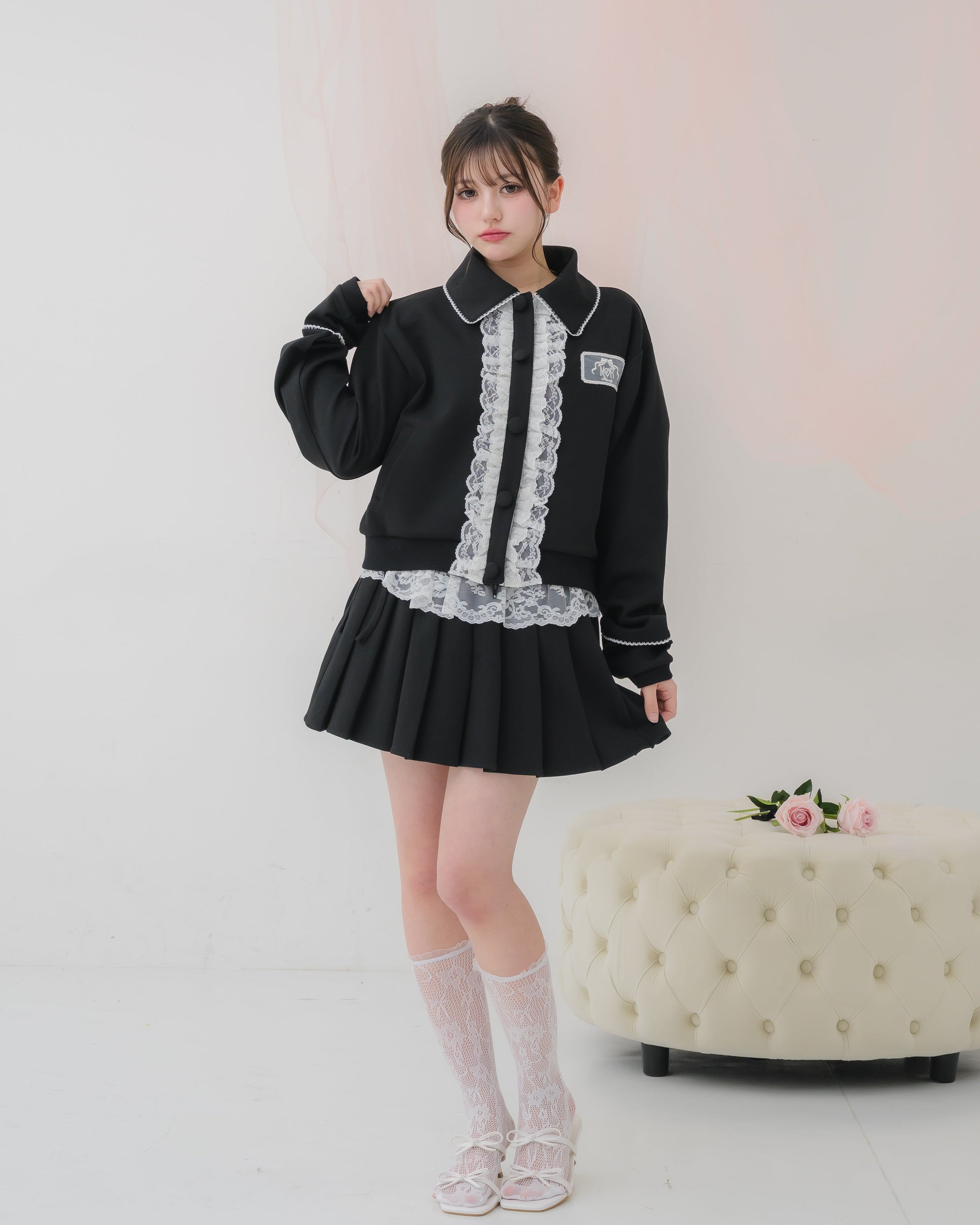 girly french lace zipup