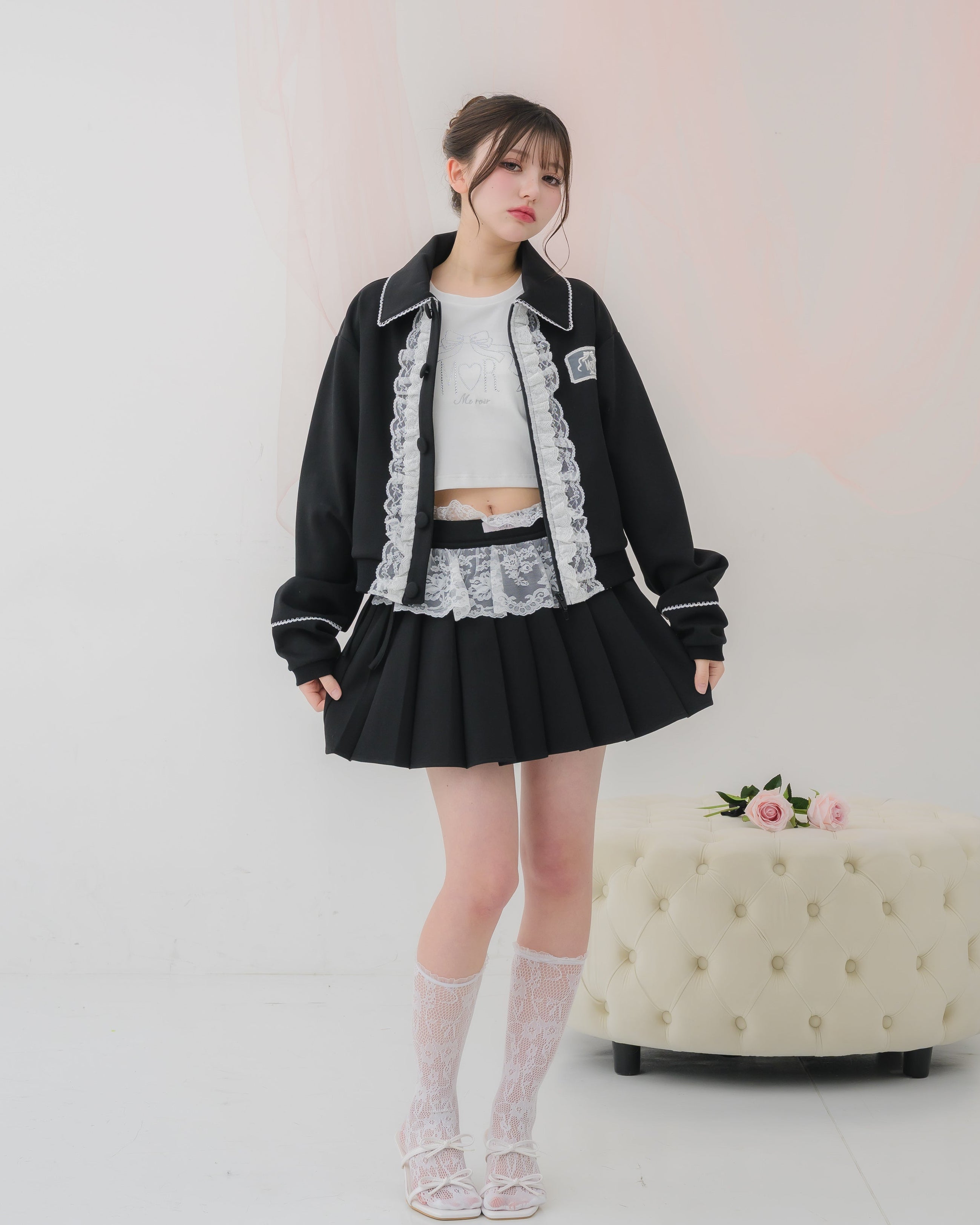 girly french lace zipup