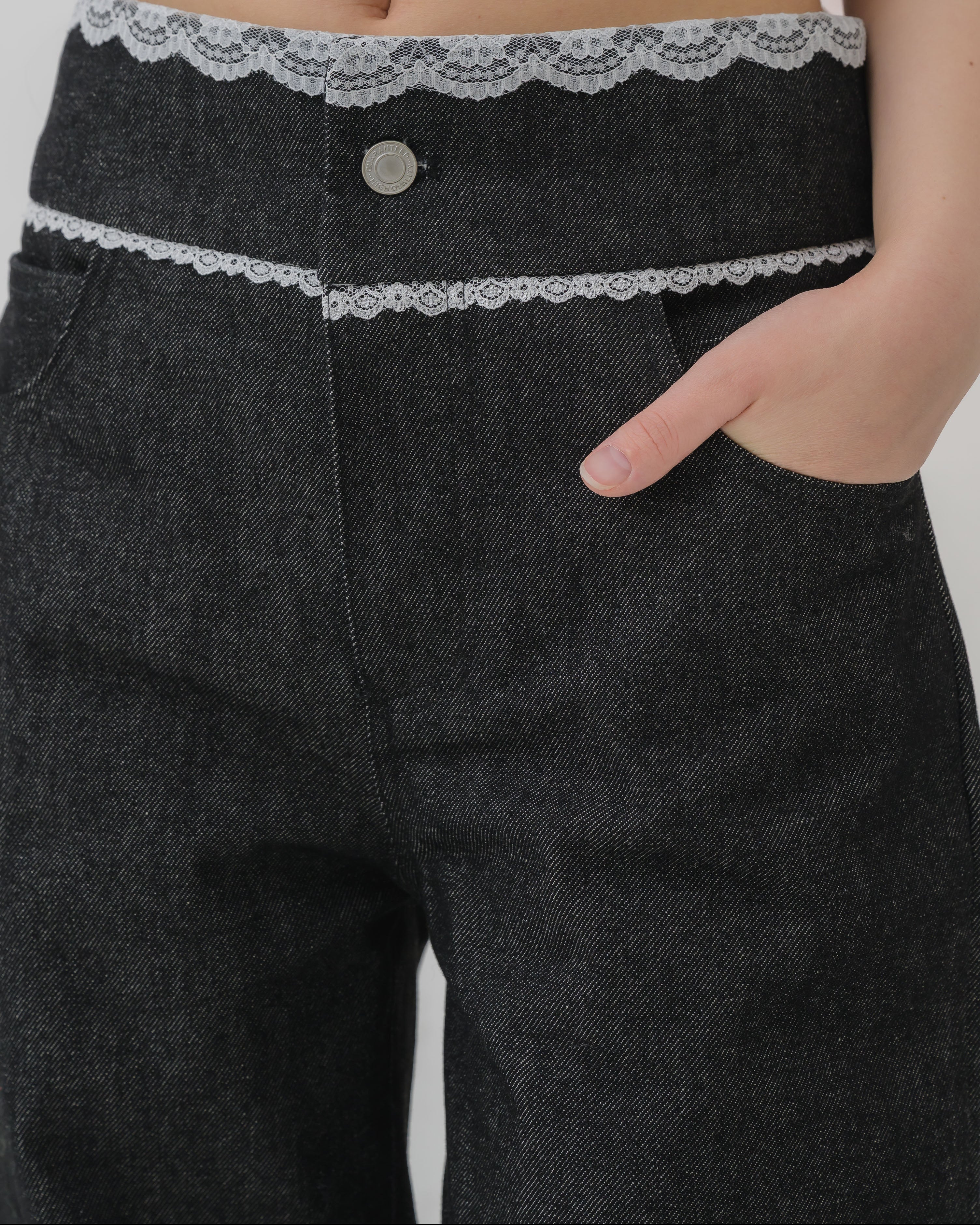 lace denim pants
