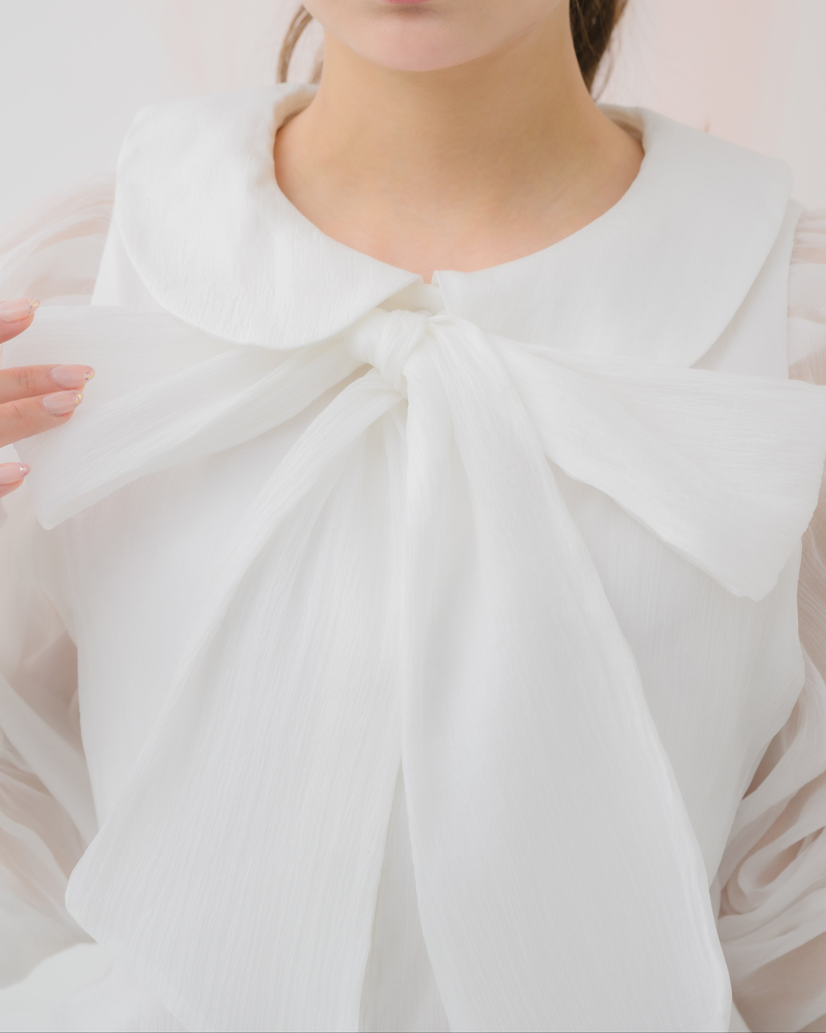 sheer chiffon ribbon blouse