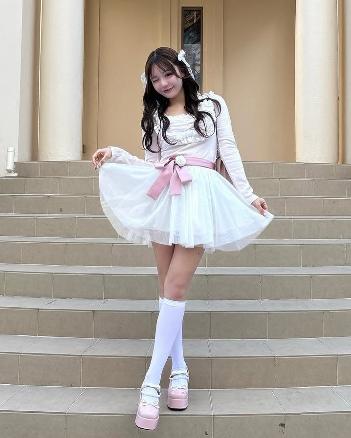 rose motif tulle skirt