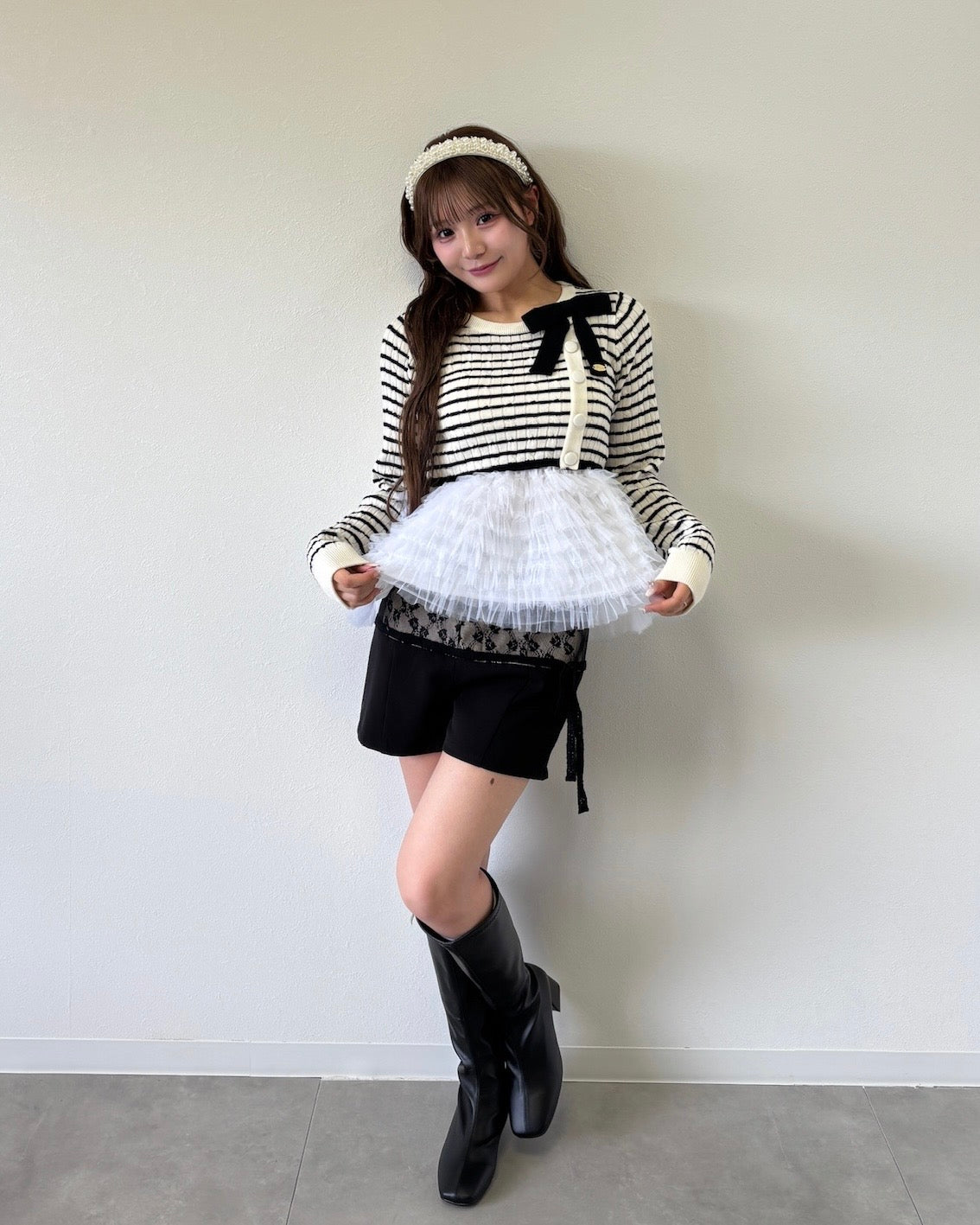 plume peplum ribbon knit