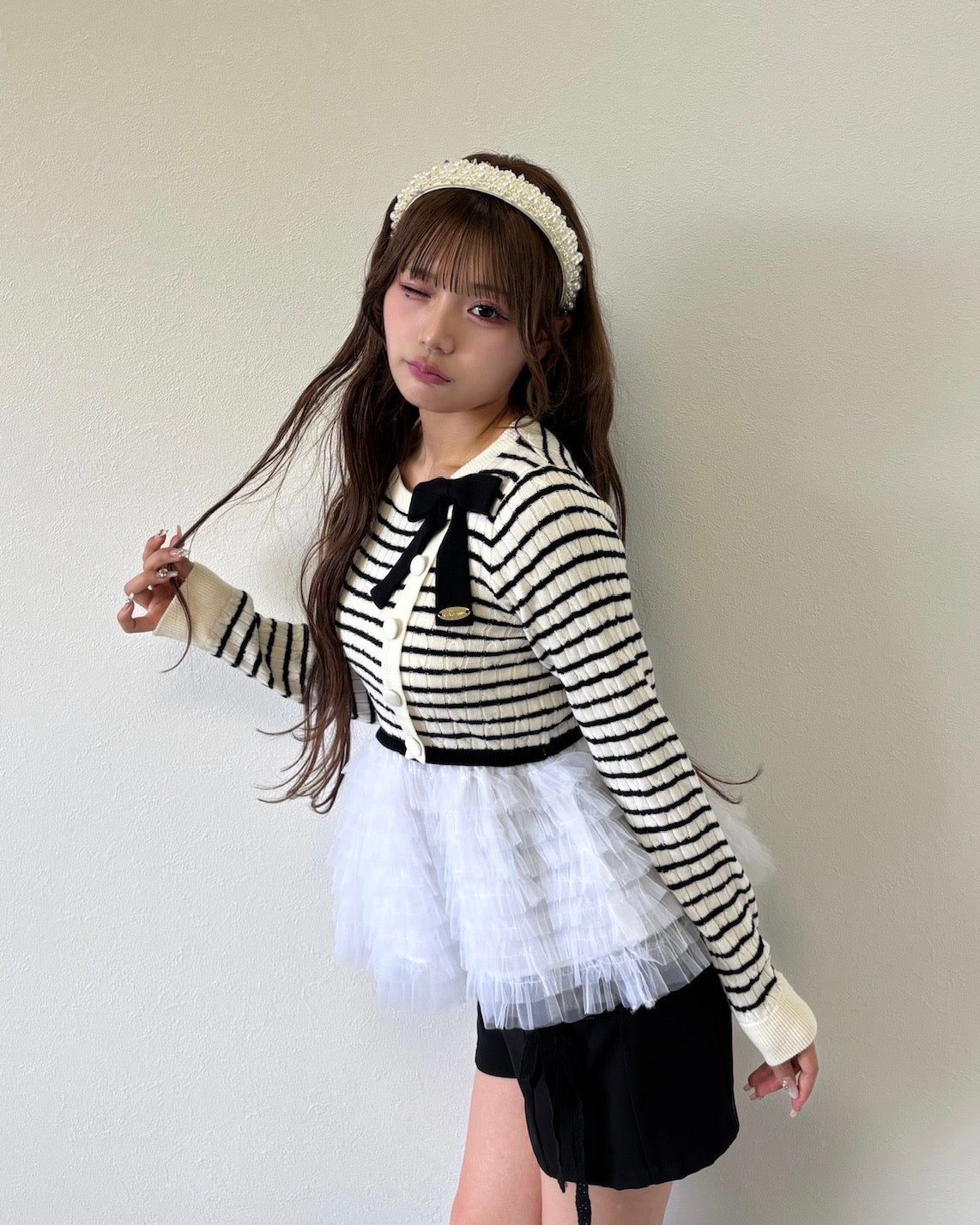 plume peplum ribbon knit