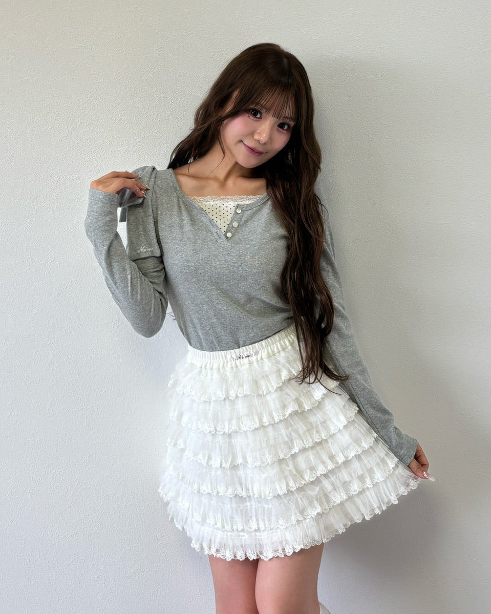 dot ribbon layered cutsew