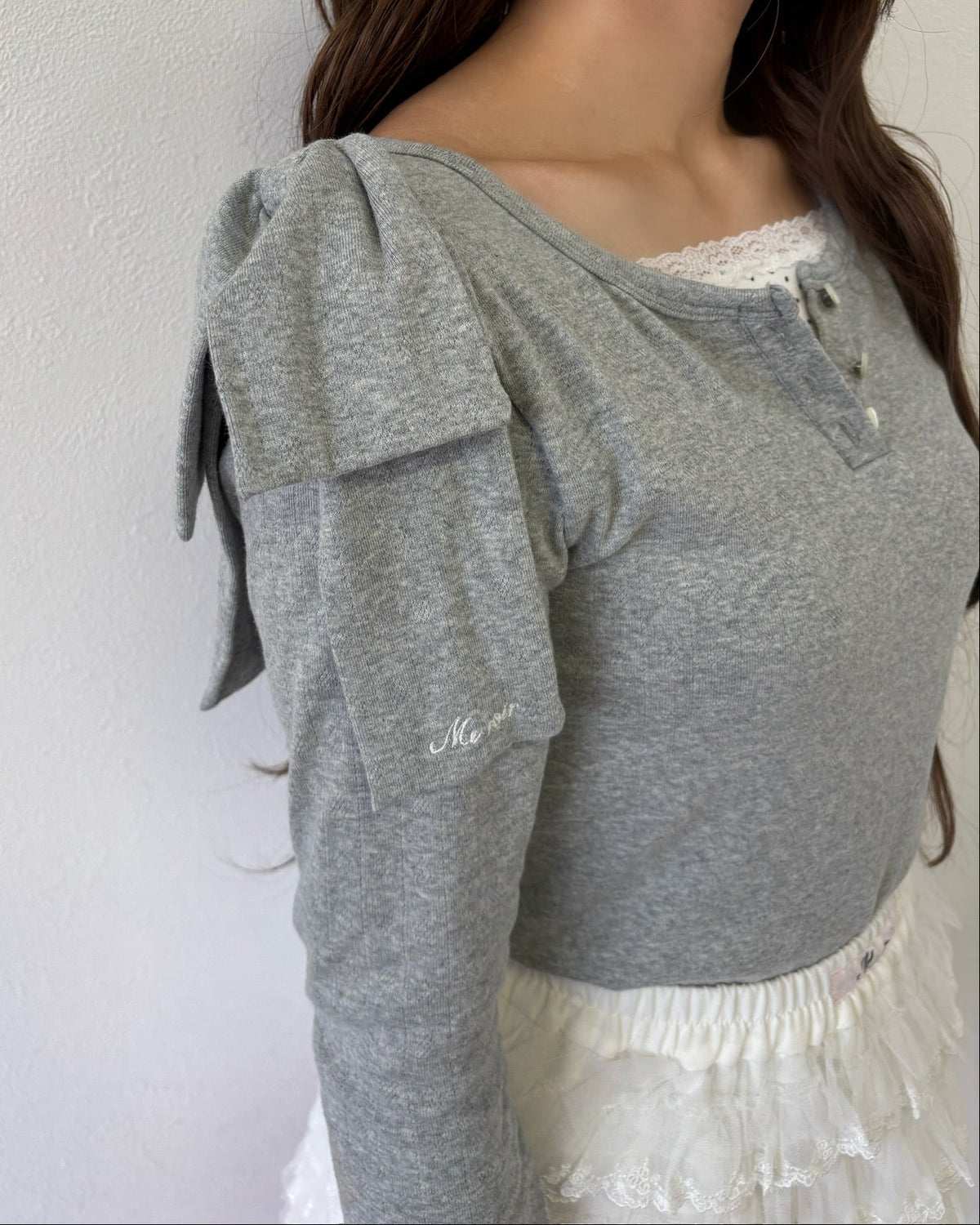 dot ribbon layered cutsew
