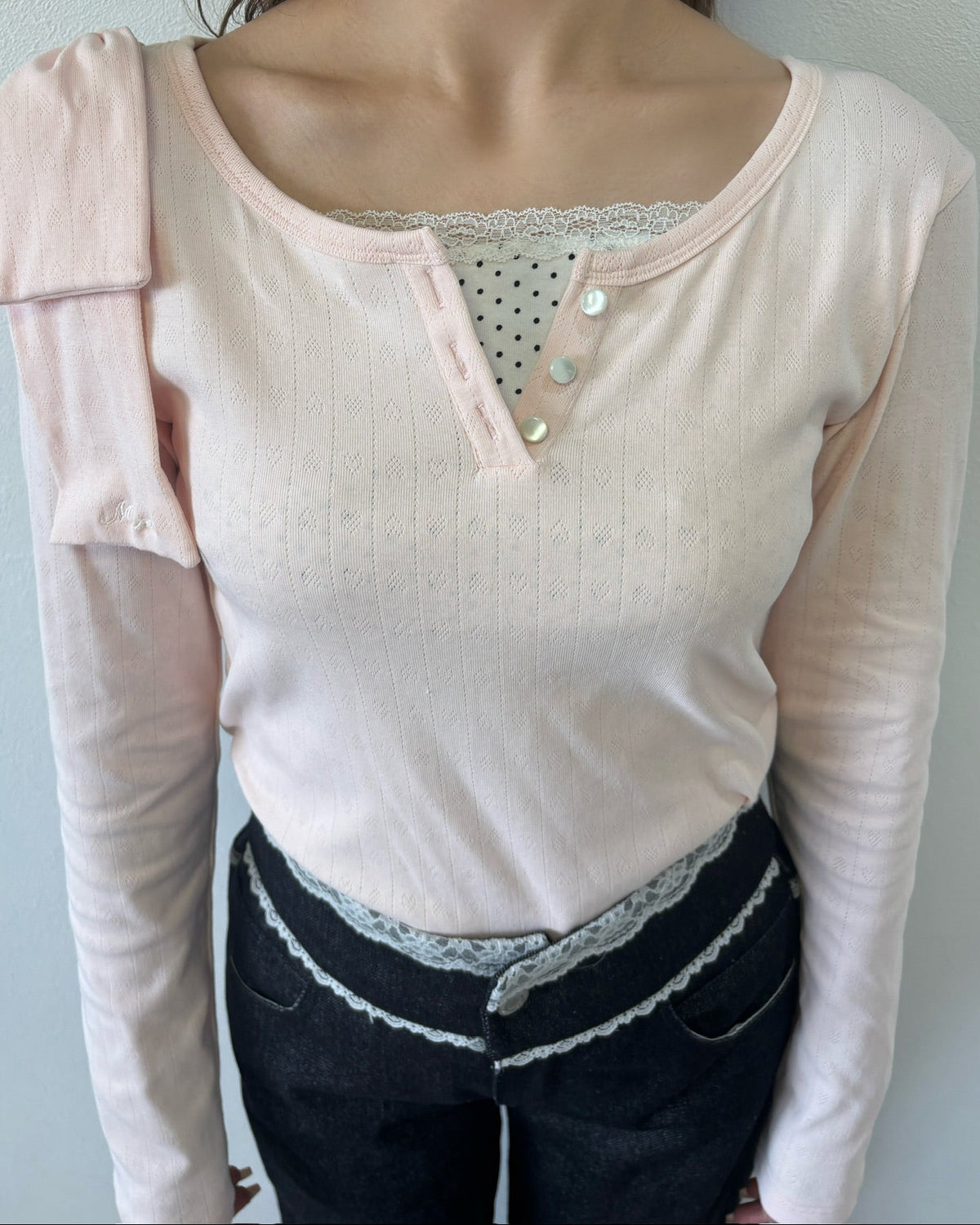 dot ribbon layered cutsew