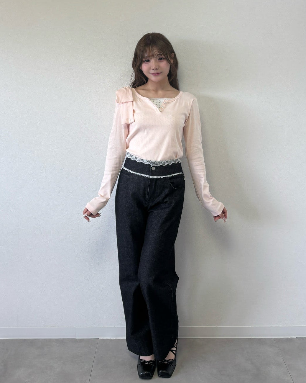 dot ribbon layered cutsew