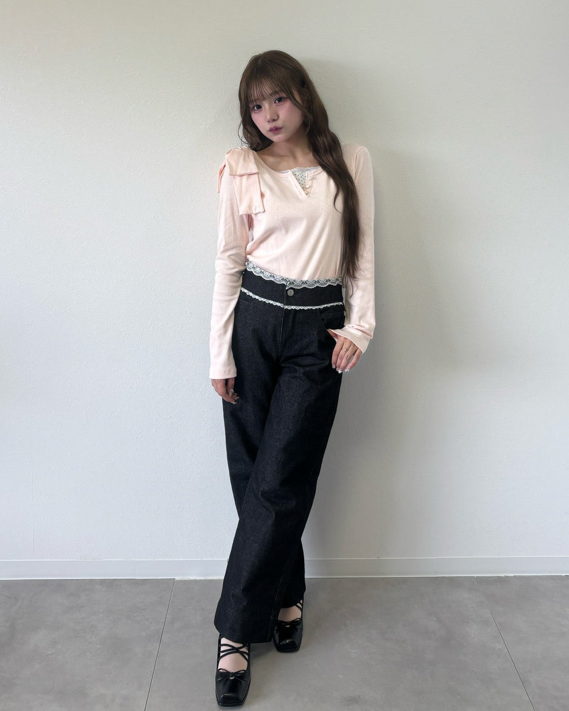 dot ribbon layered cutsew