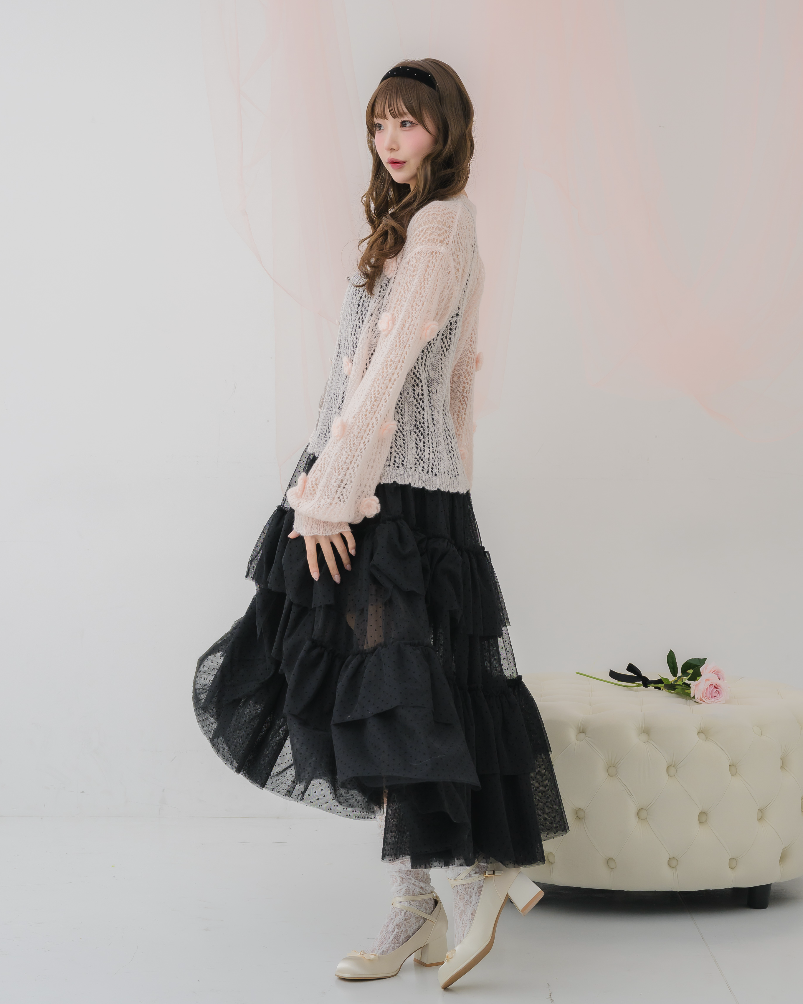 【 予約商品 】dot tulle tiered dress