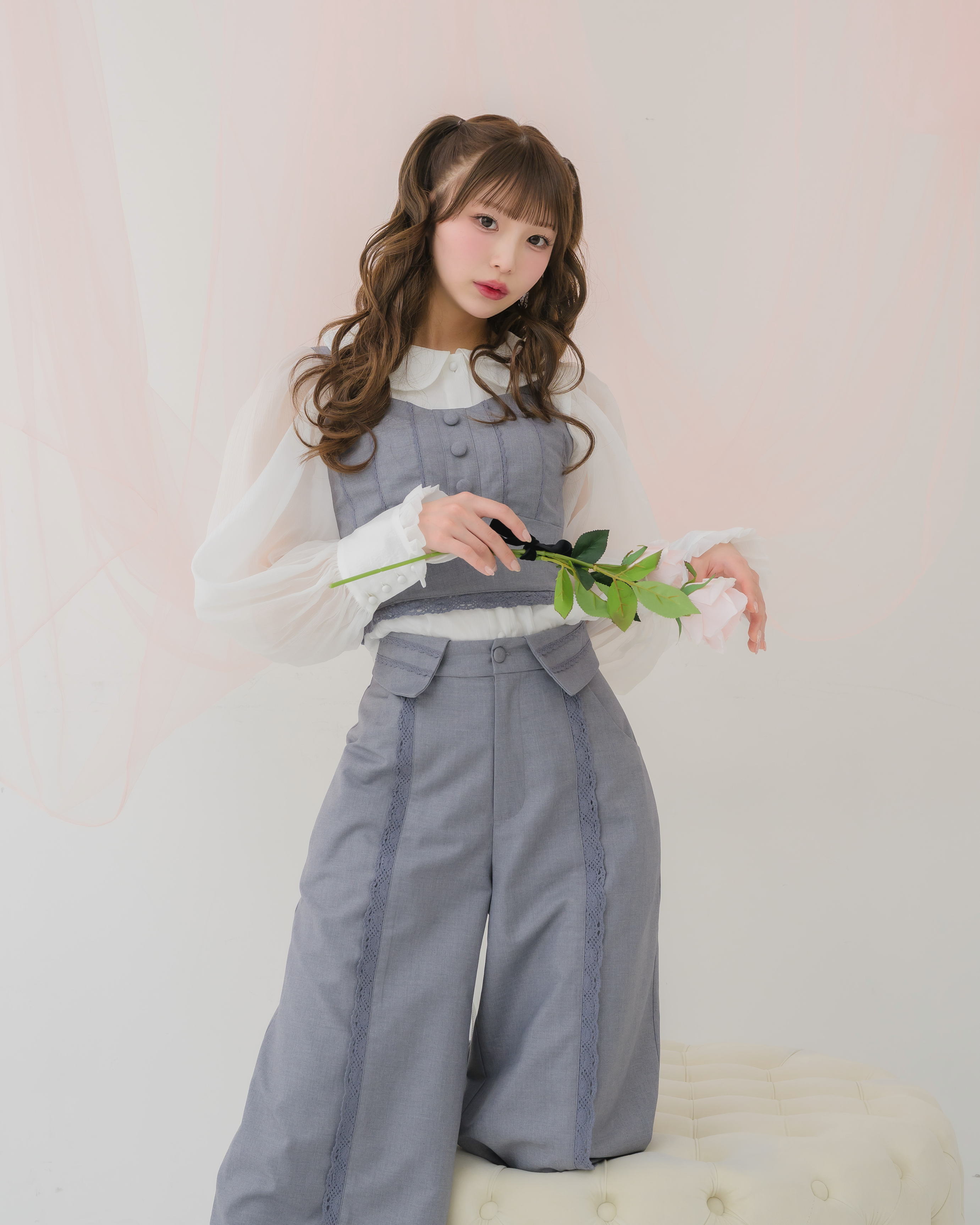 sheer chiffon ribbon blouse