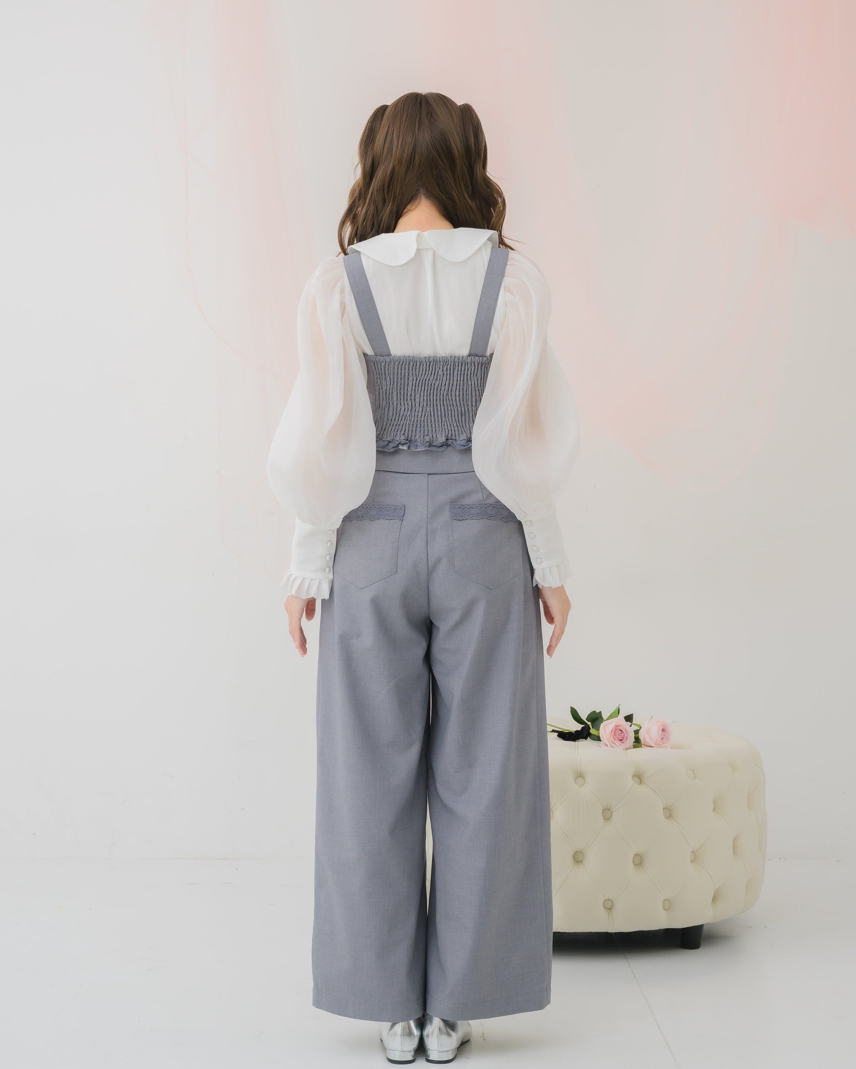 sheer chiffon ribbon blouse