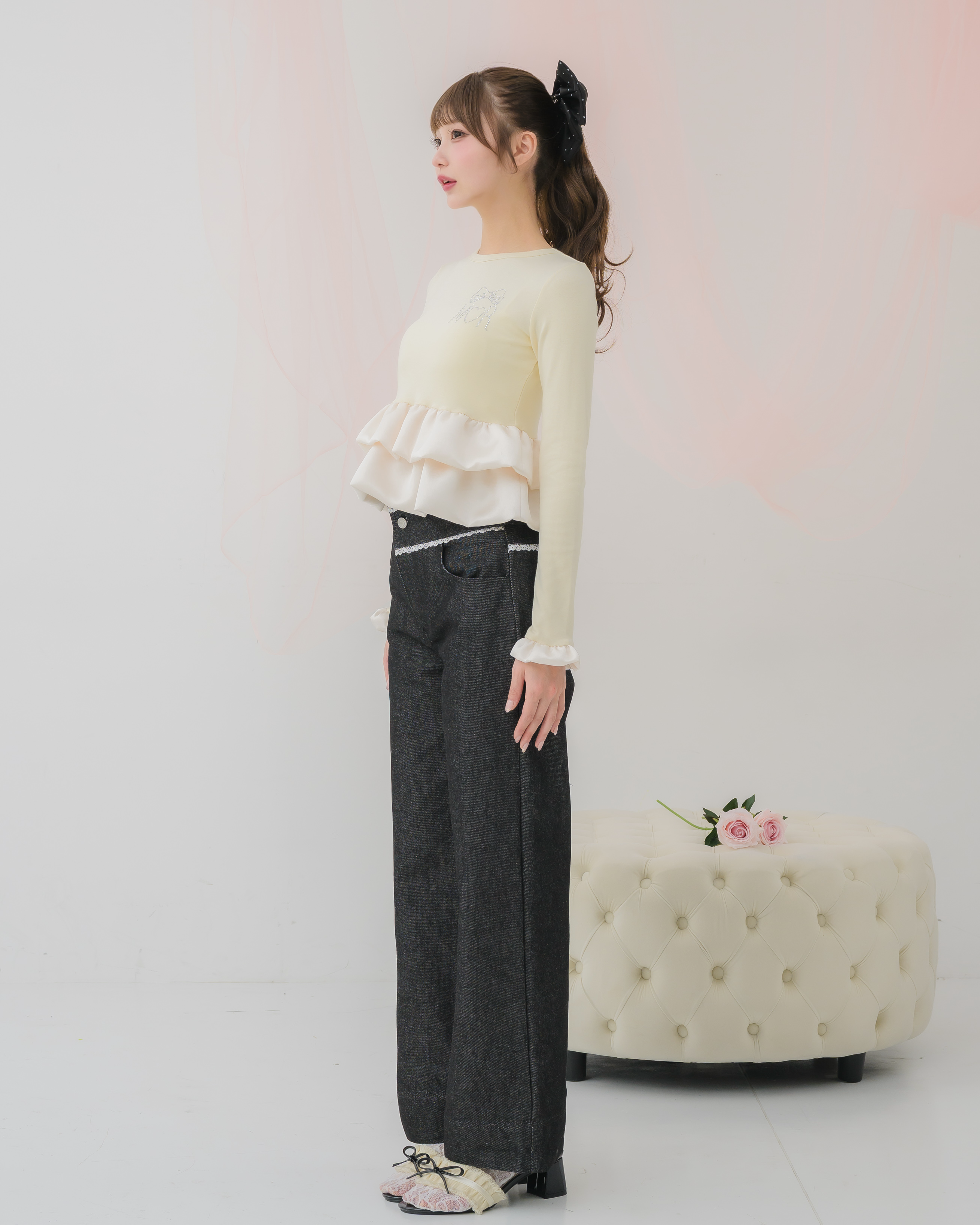 cream peplum long tshirt