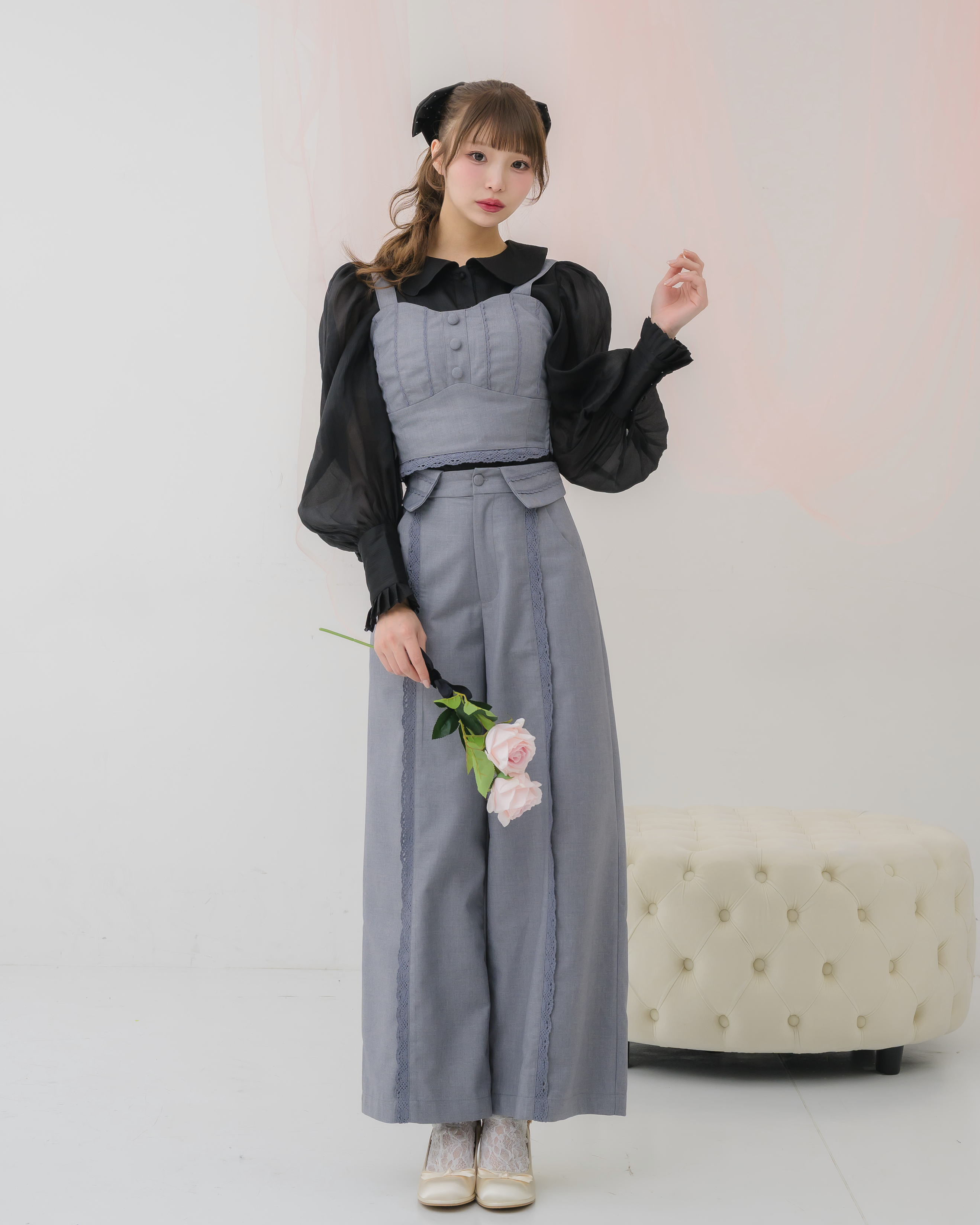 sheer chiffon ribbon blouse