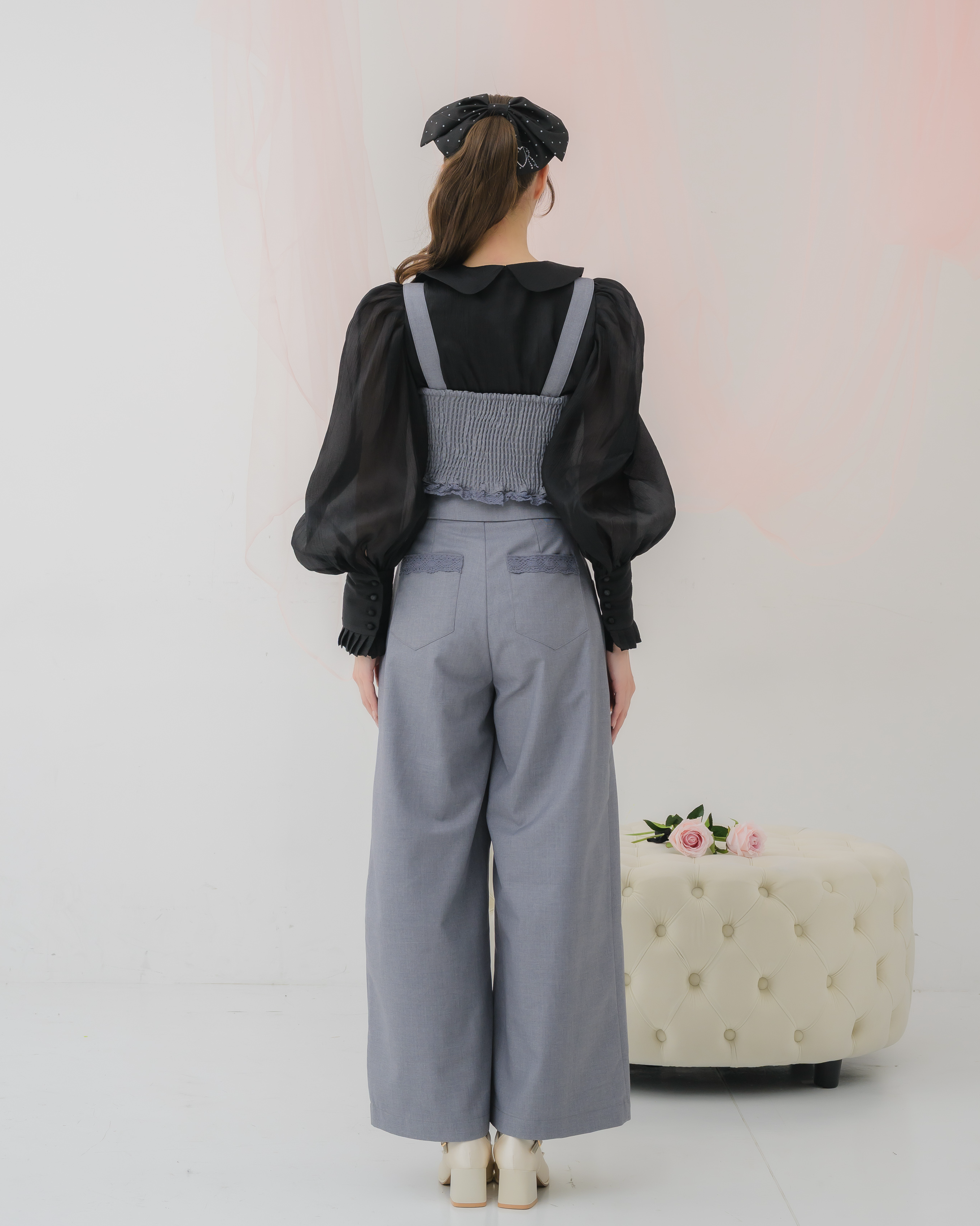 sheer chiffon ribbon blouse