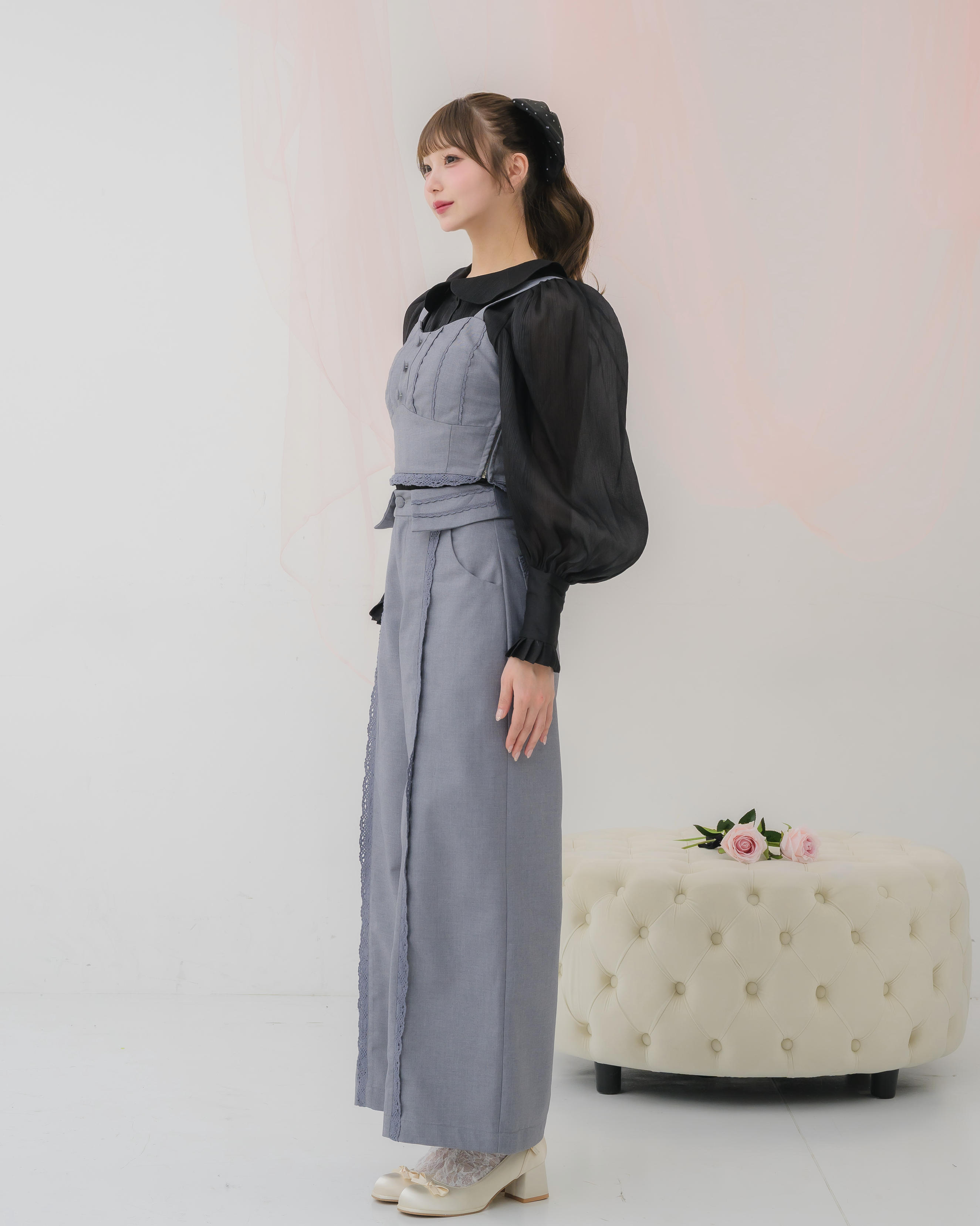 sheer chiffon ribbon blouse