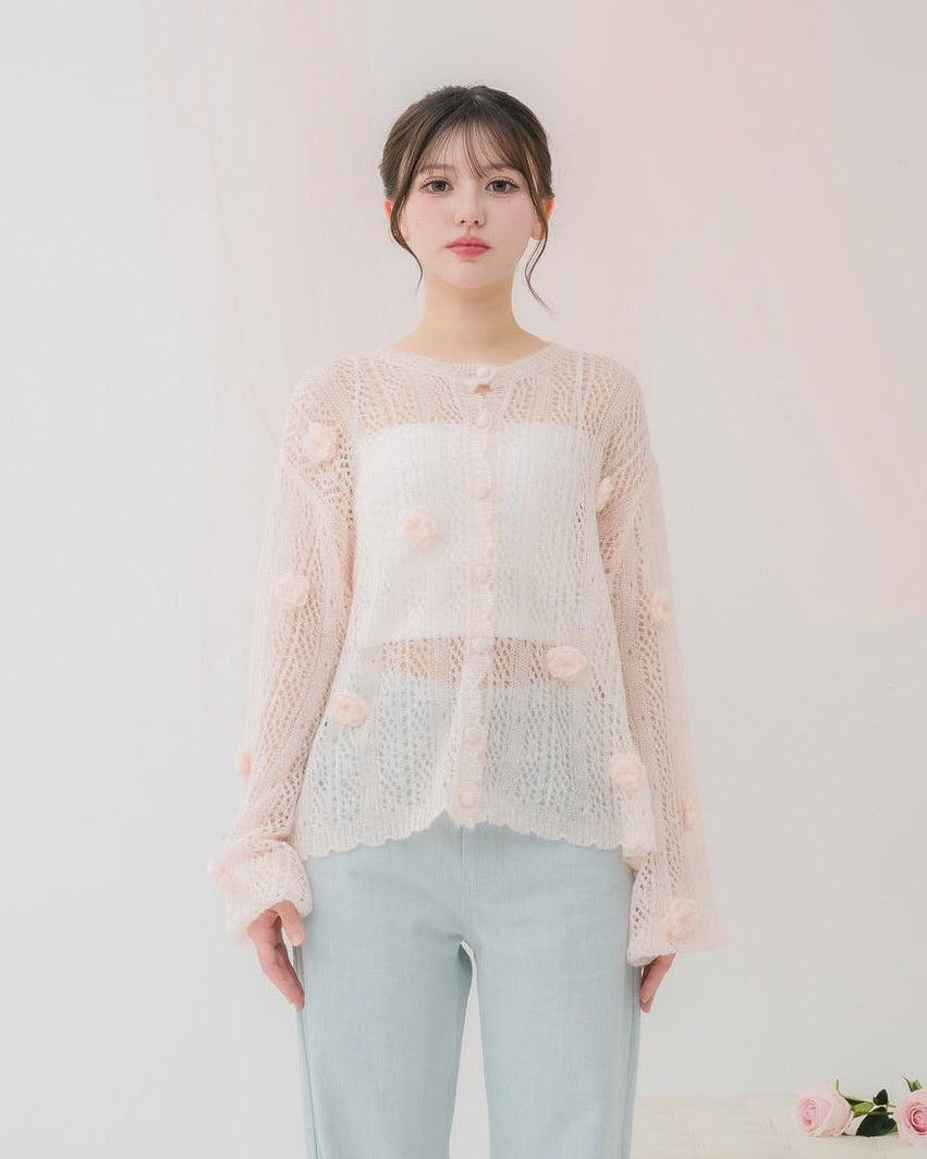 flower knit cardigan