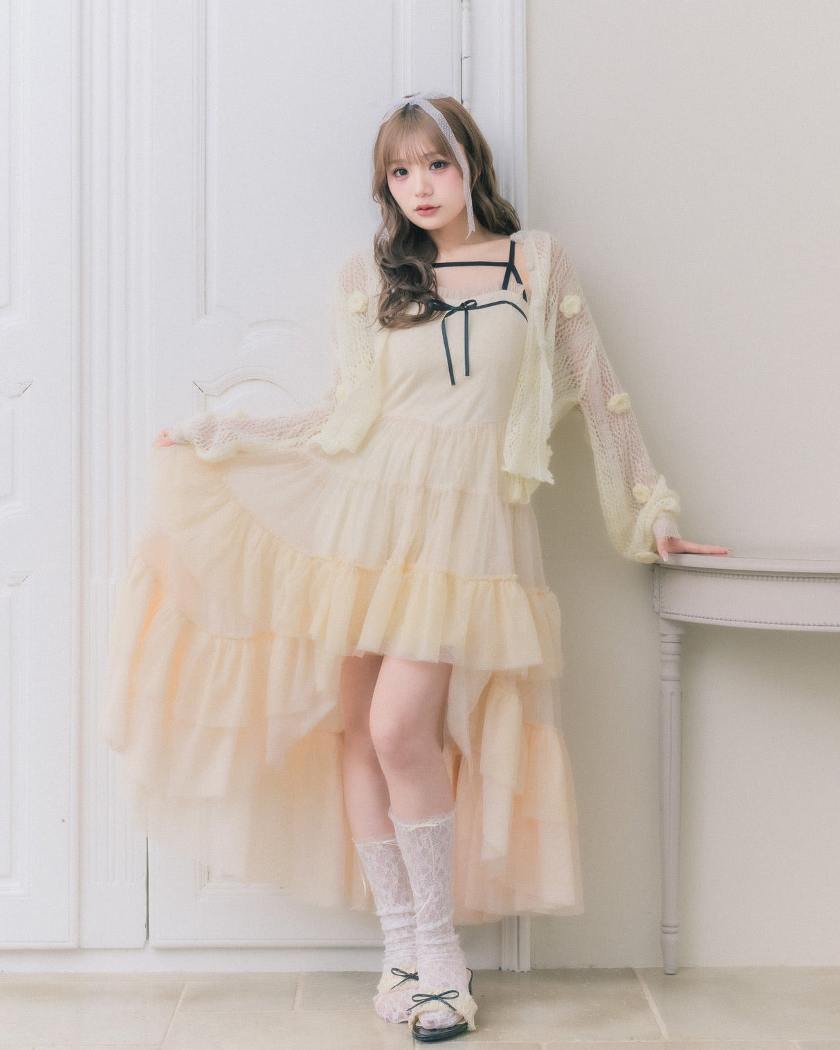 flower knit cardigan