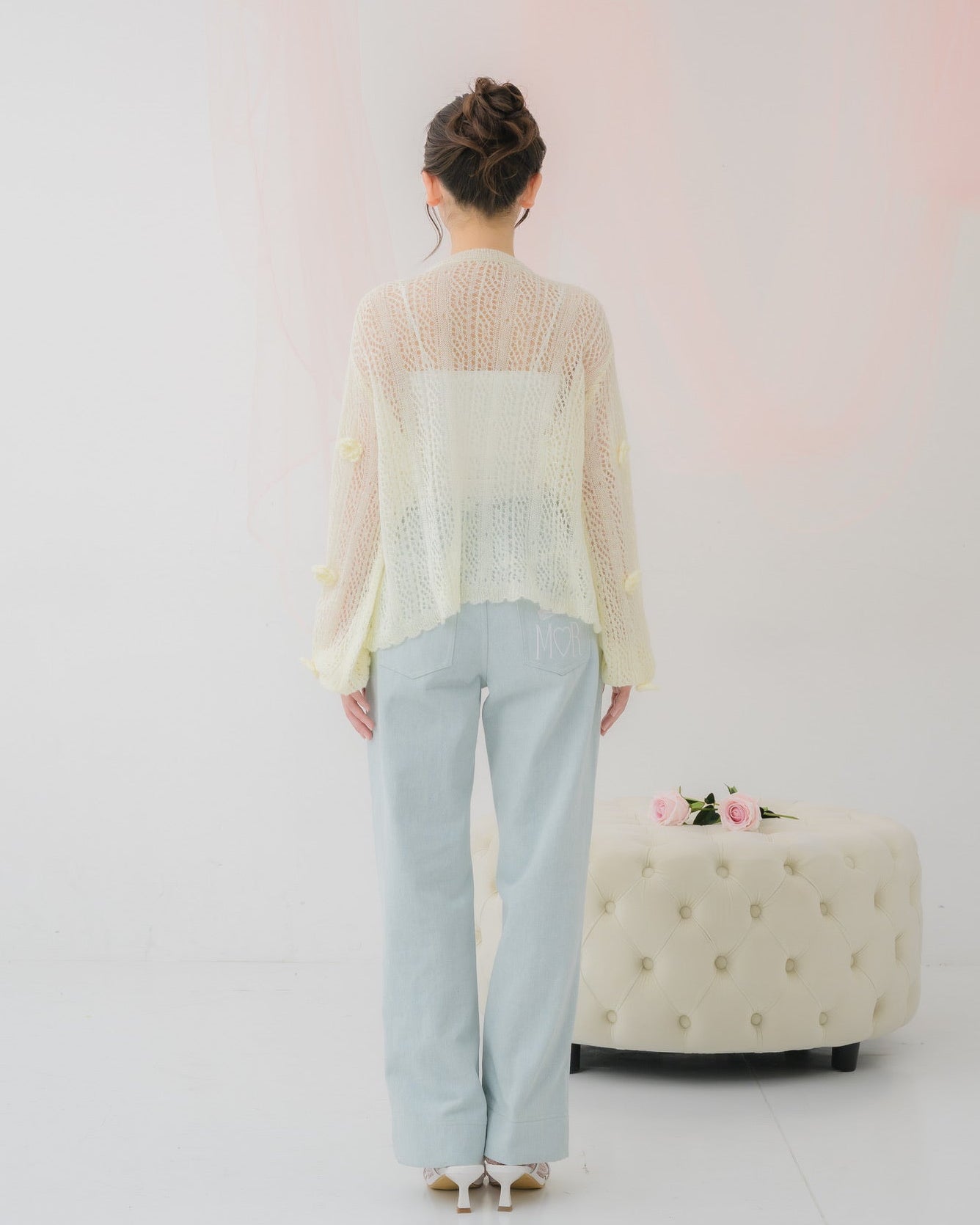 flower knit cardigan