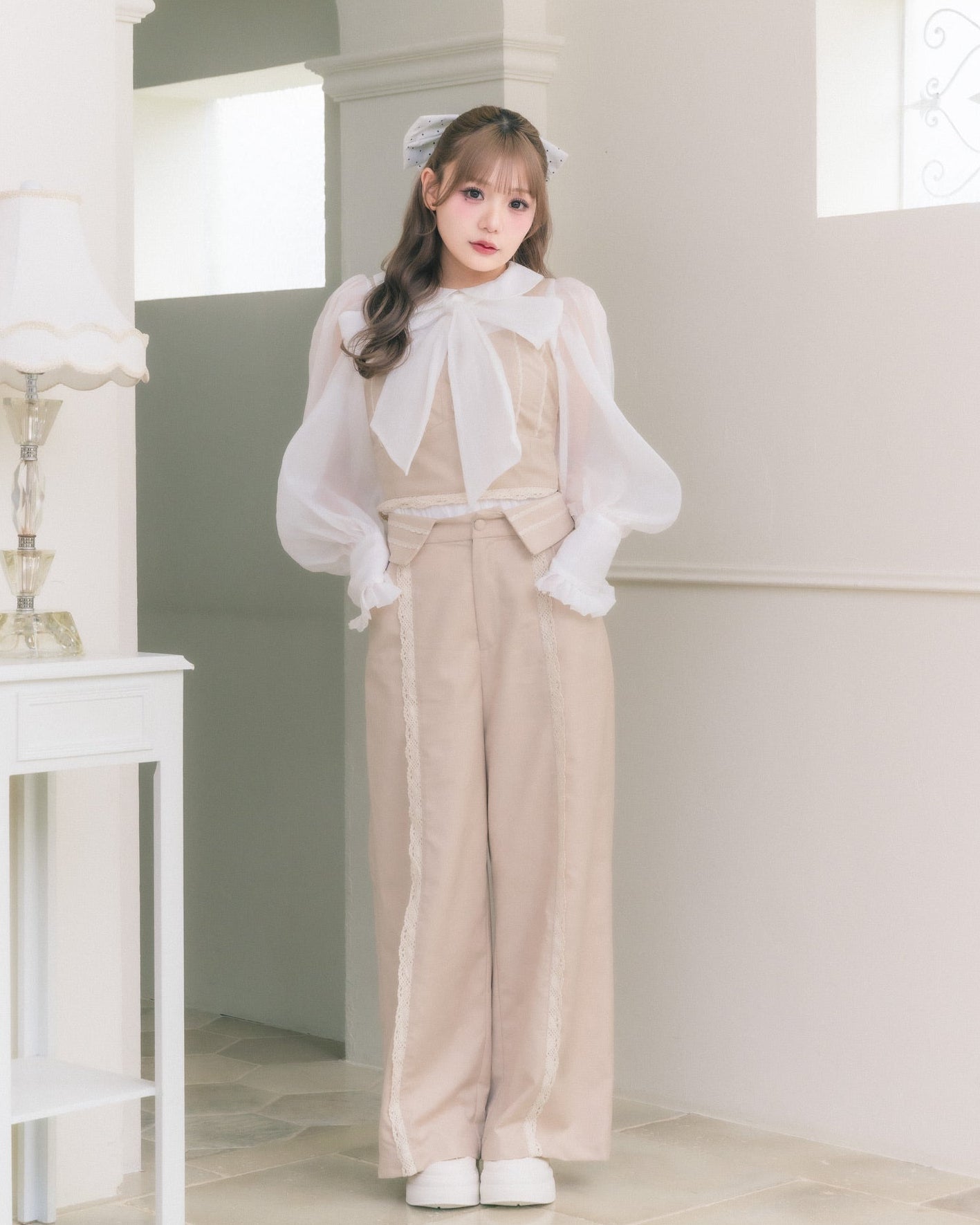 sheer chiffon ribbon blouse