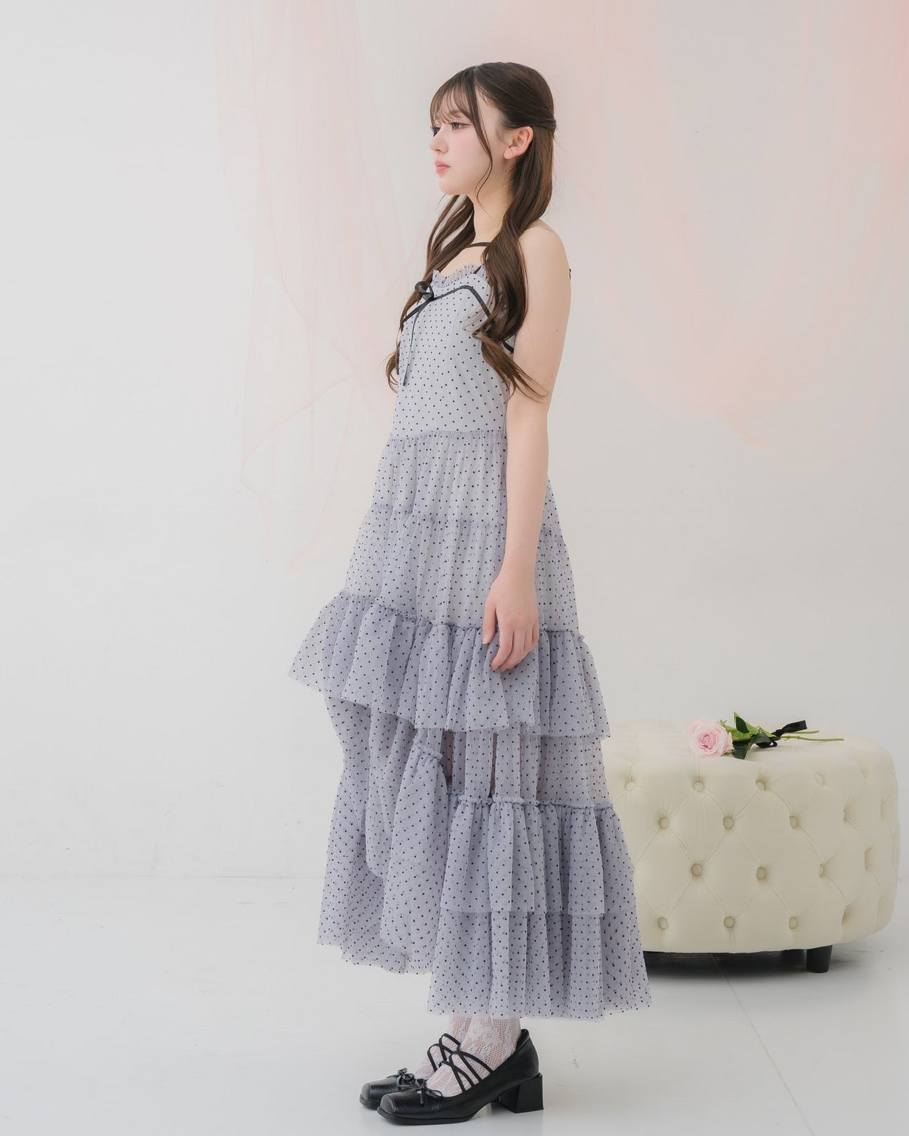 【 予約商品 】dot tulle tiered dress