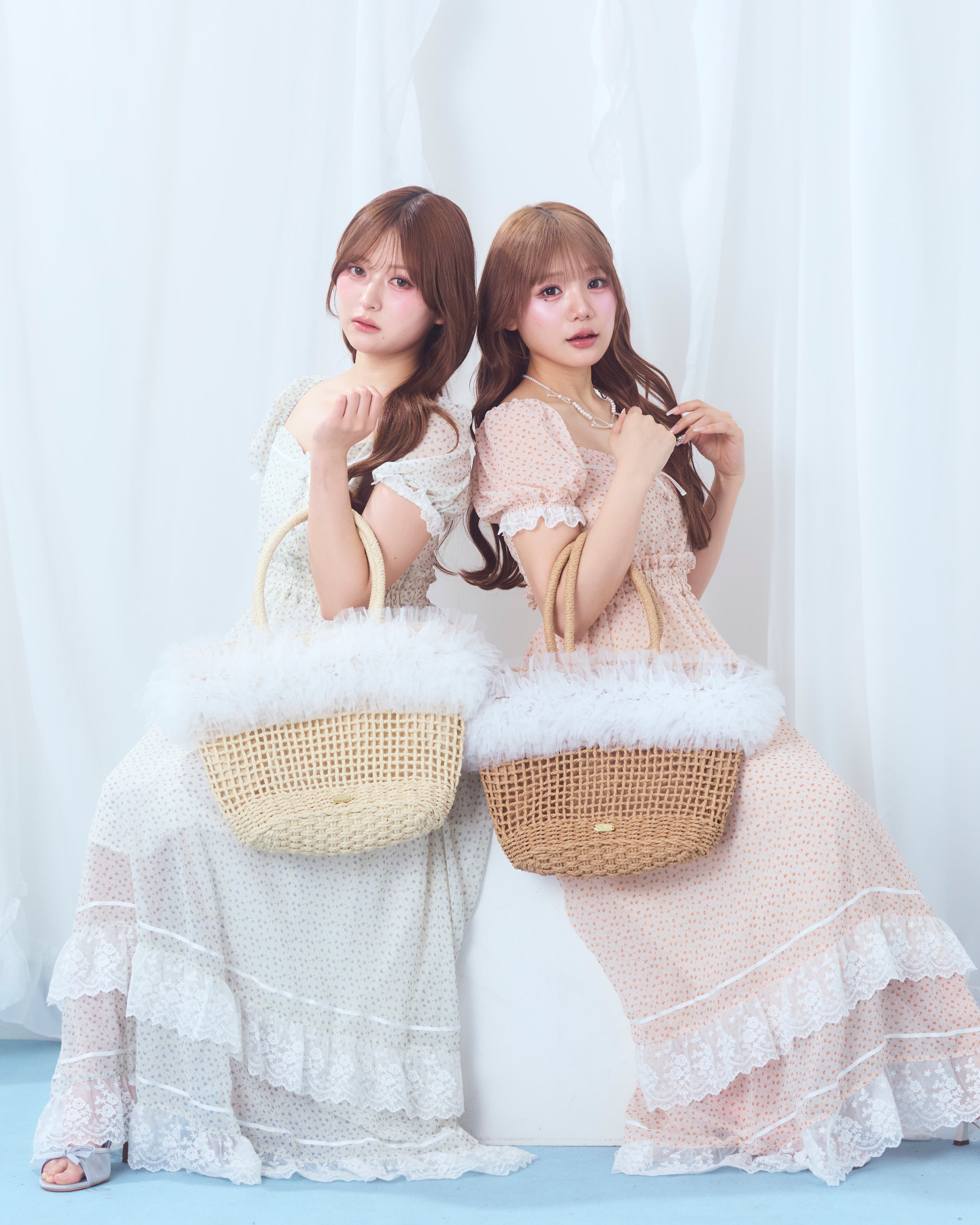 tulle straw bag