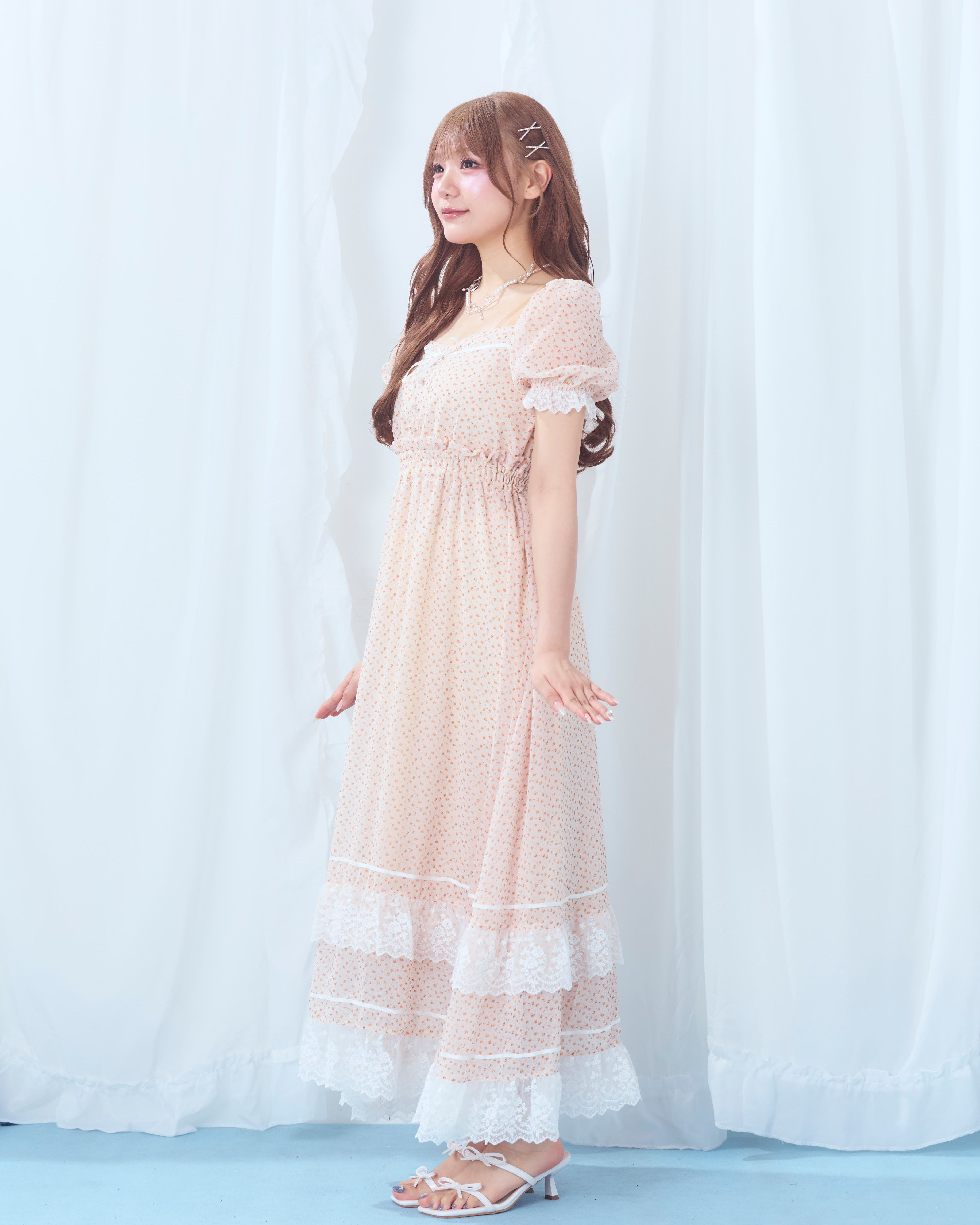 flower chiffon long onepiece