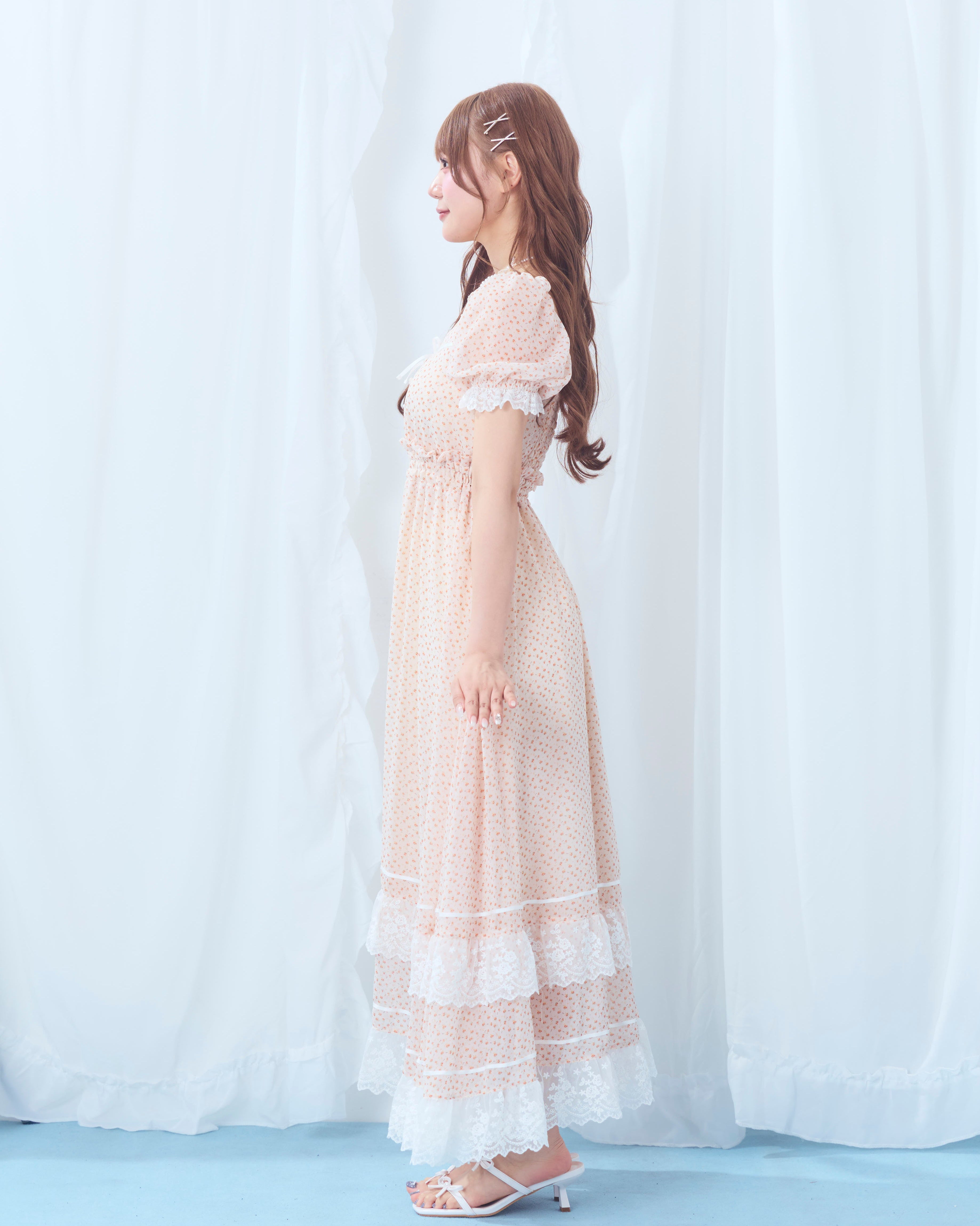 flower chiffon long onepiece
