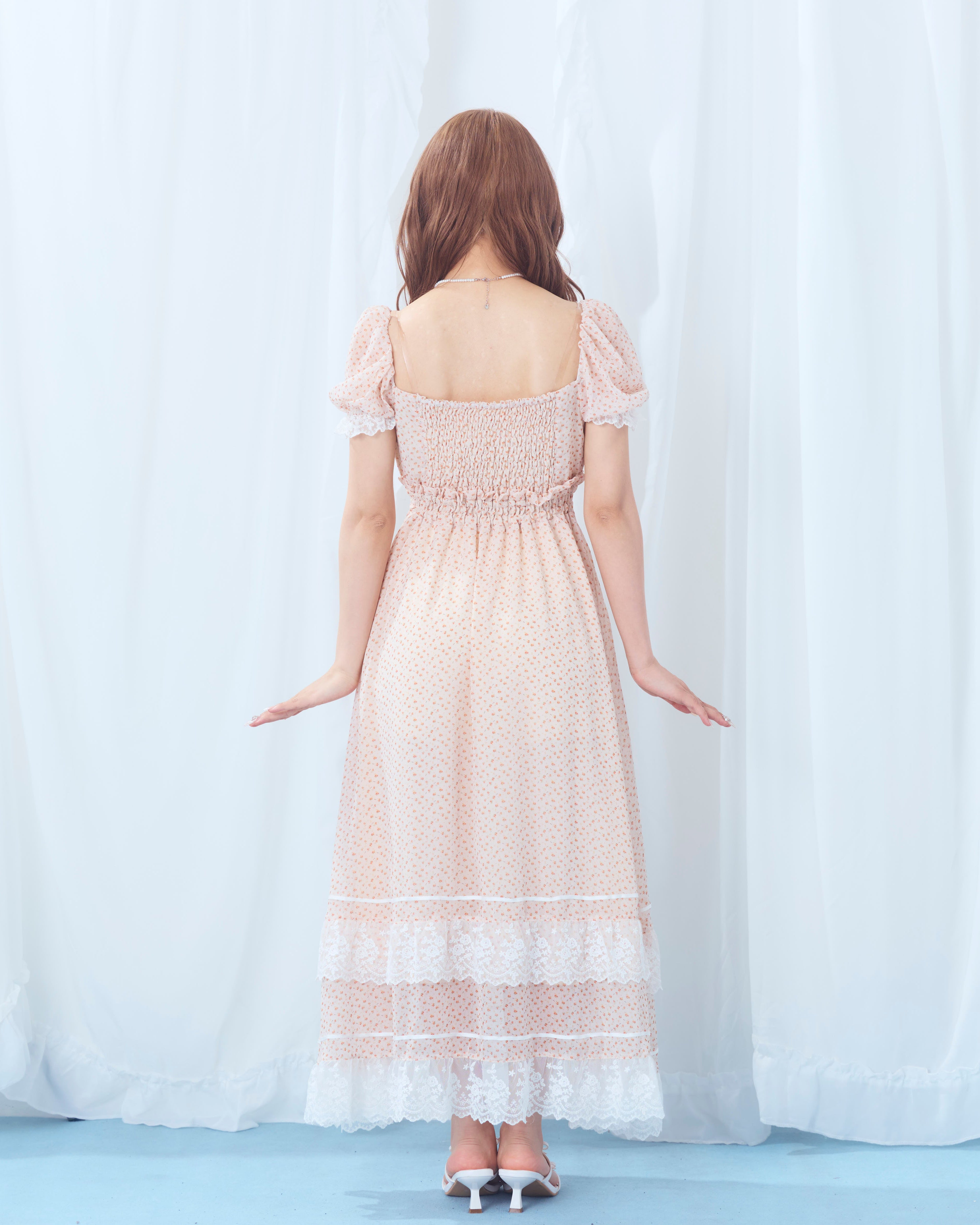 flower chiffon long onepiece