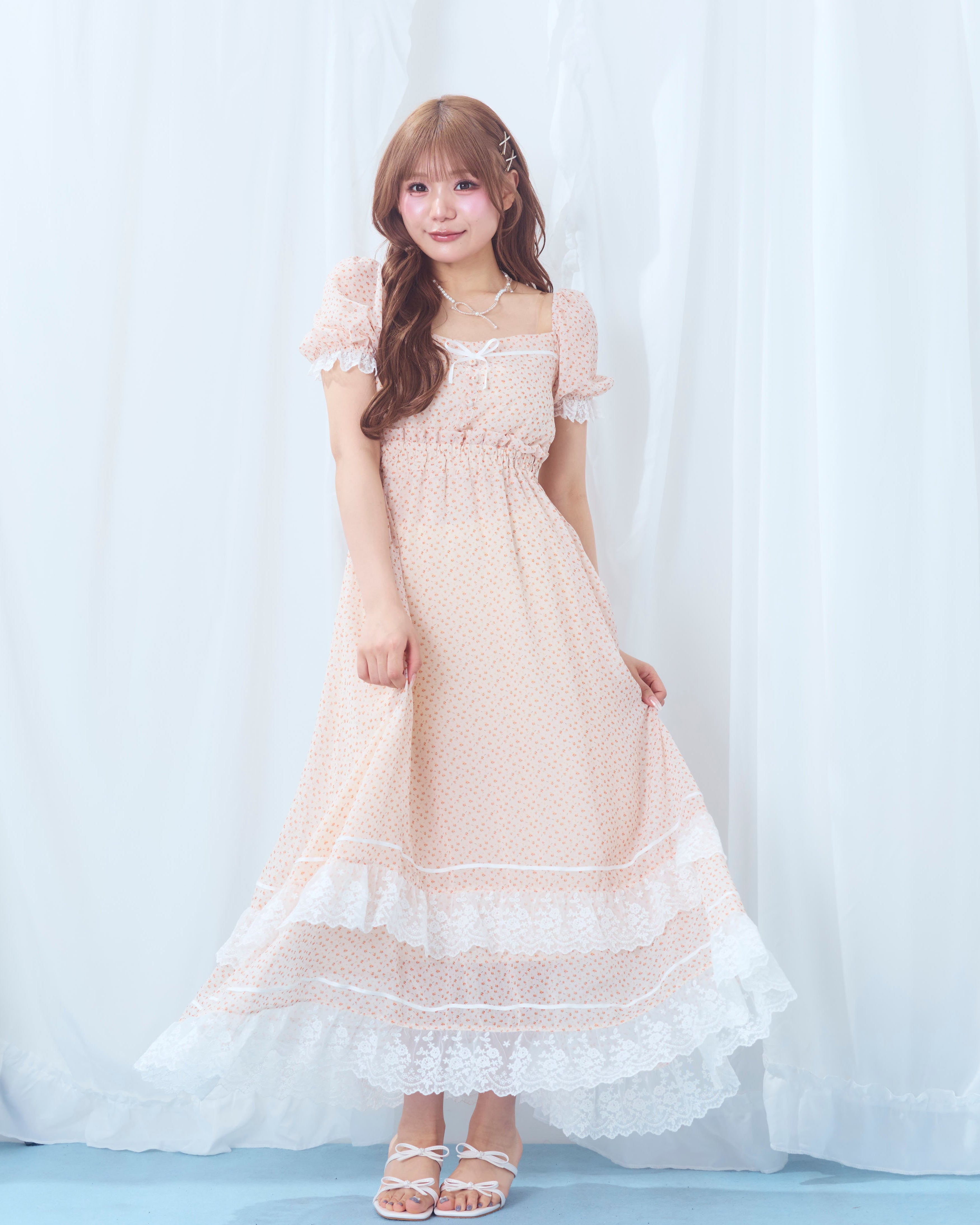 ワンピース Flocky flower long onepiece mmeeme pre order 】flower