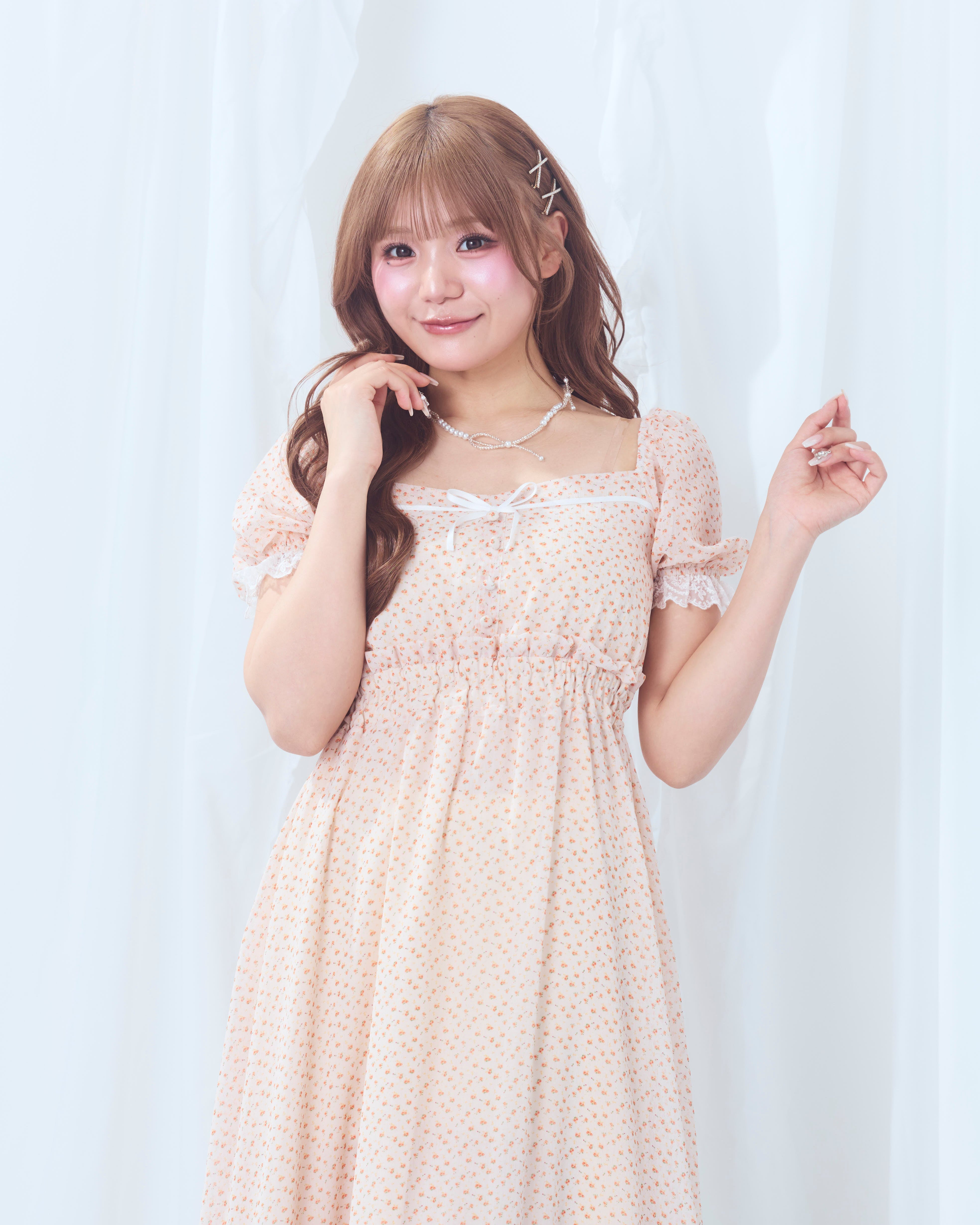 flower chiffon long onepiece