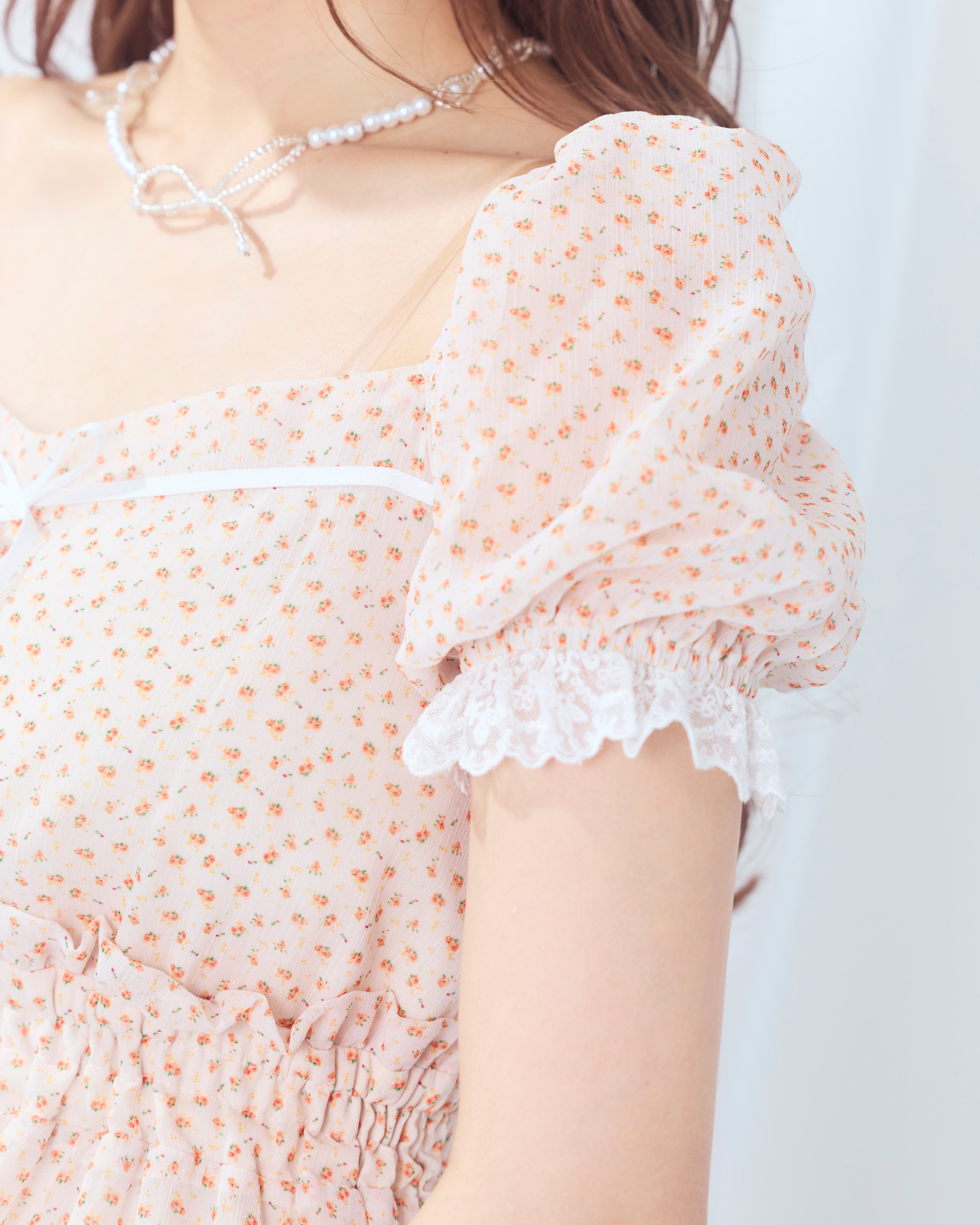 flower chiffon long onepiece