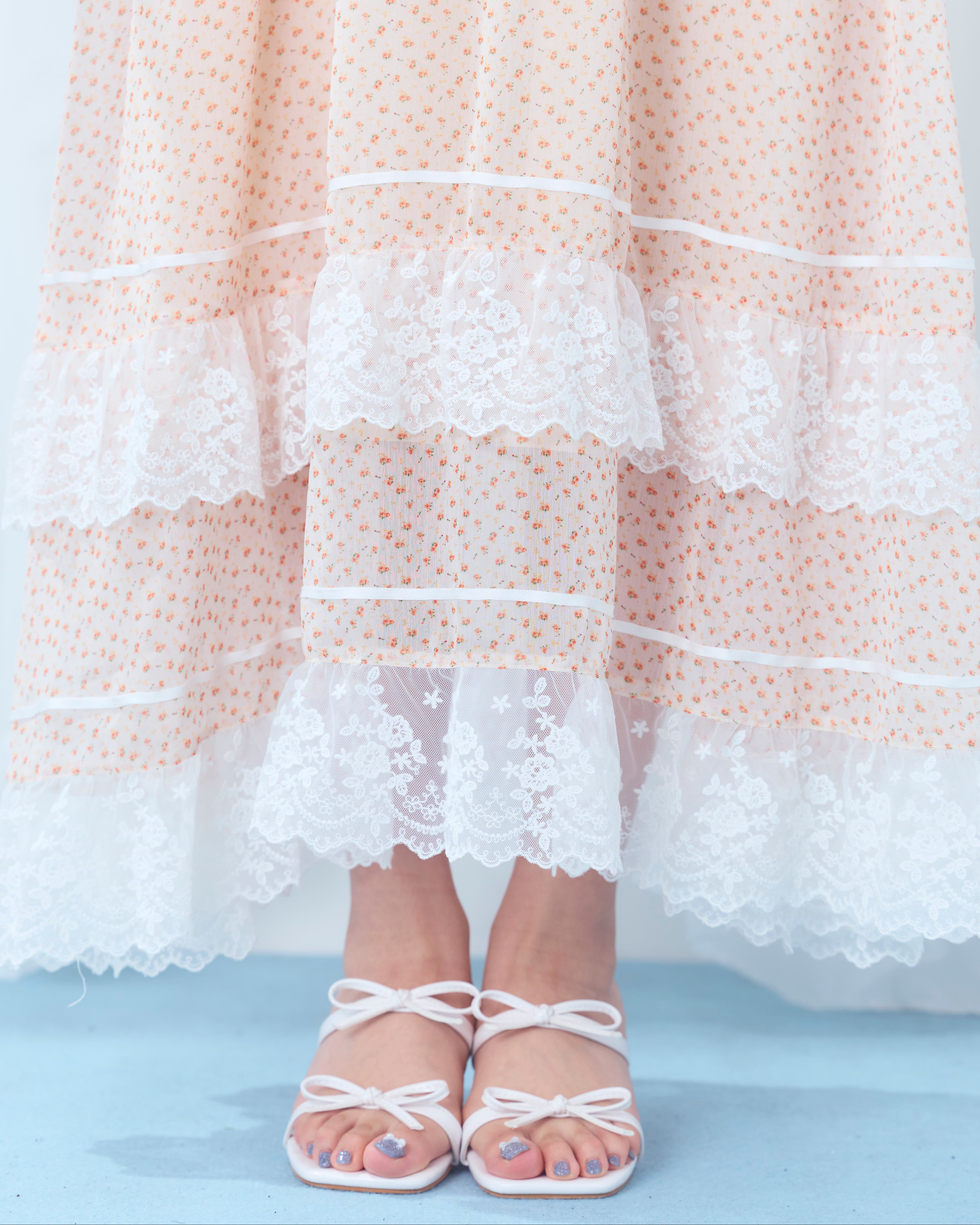 flower chiffon long onepiece