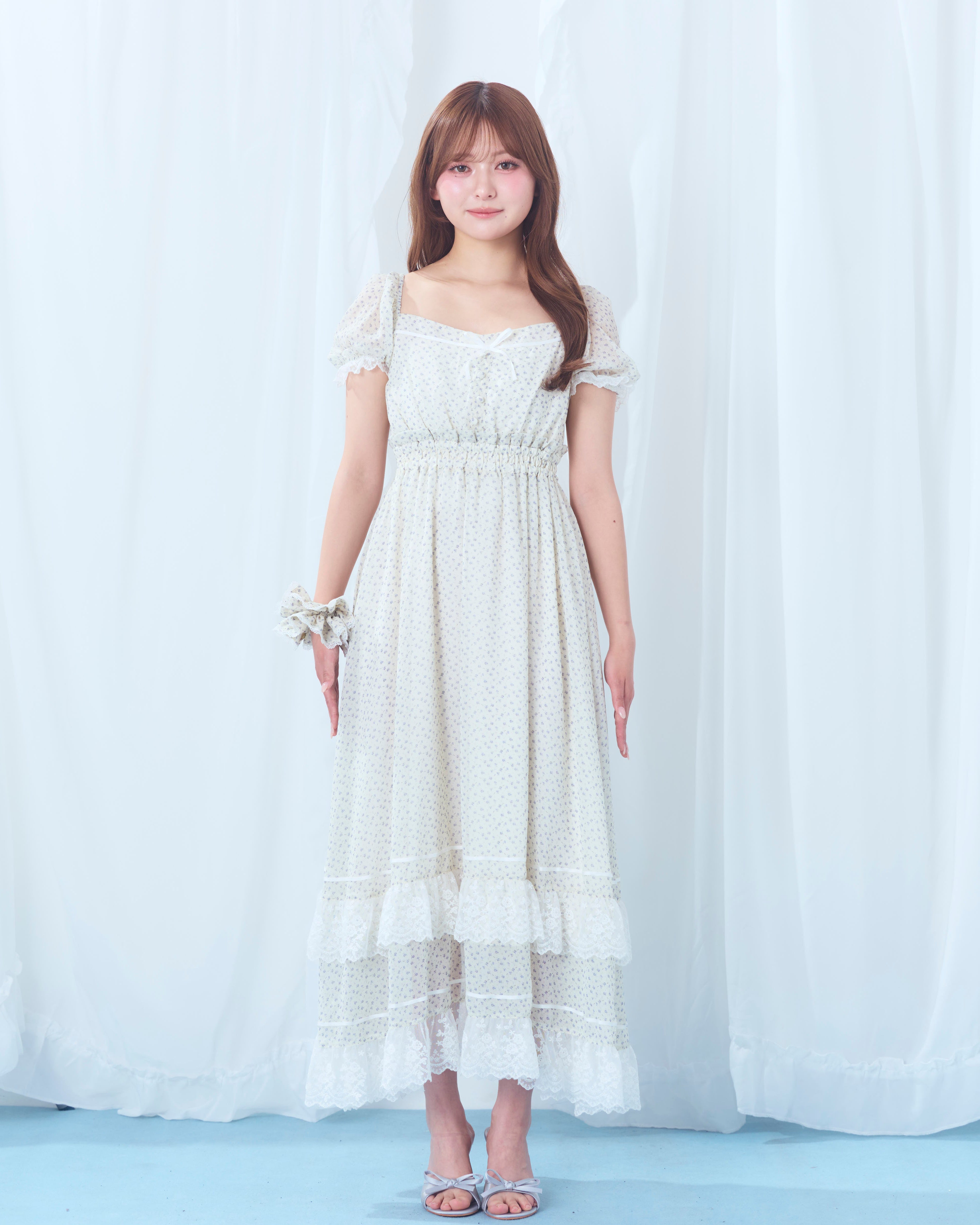 flower chiffon long onepiece